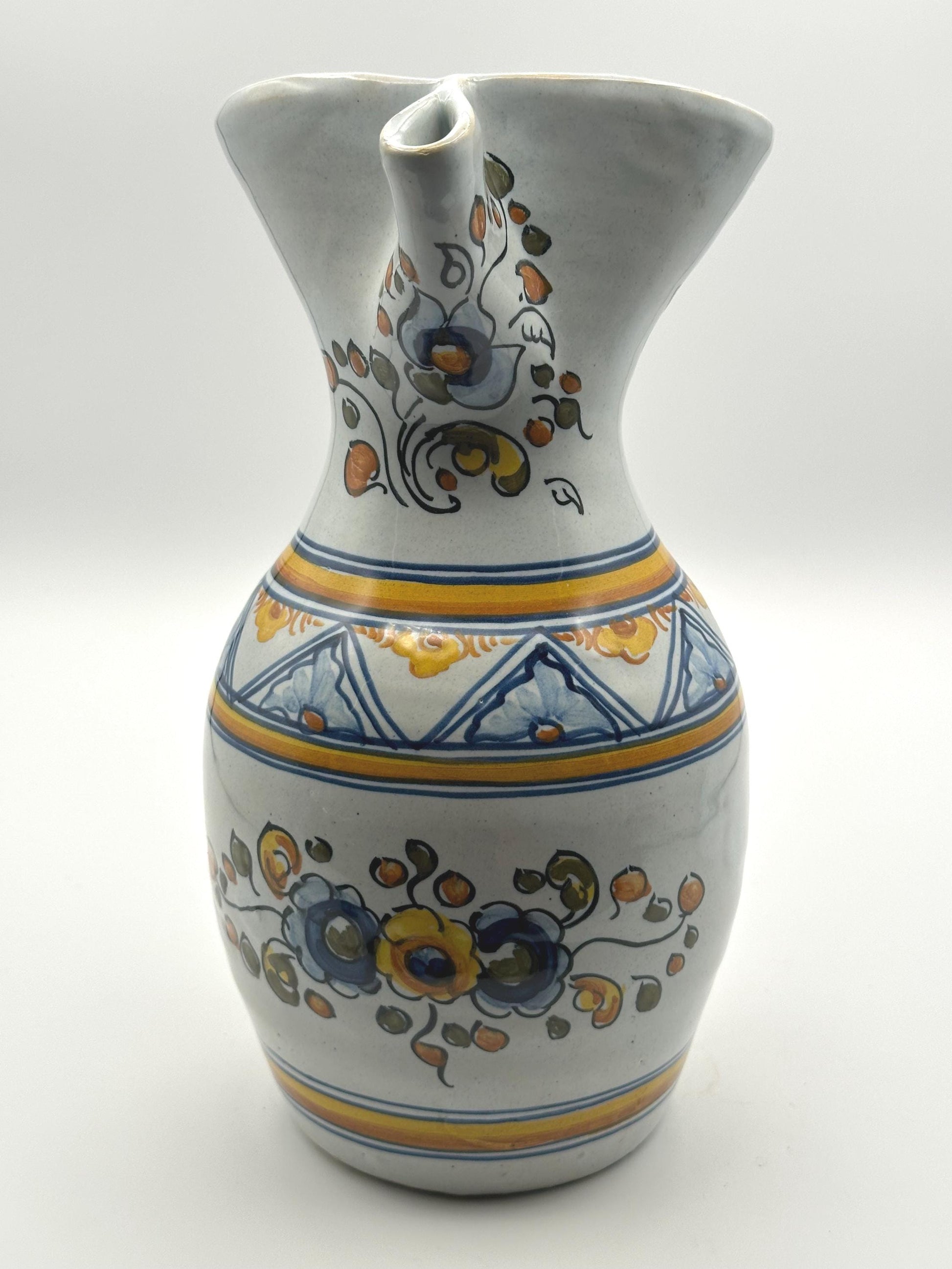 Vintage Mexican Talavera Pottery Pitcher Hand-Painted Ceramic Water Folk Art Collectible