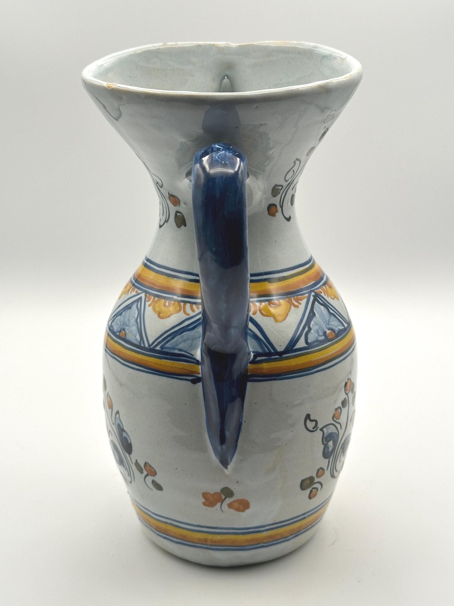 Vintage Mexican Talavera Pottery Pitcher Hand-Painted Ceramic Water Folk Art Collectible