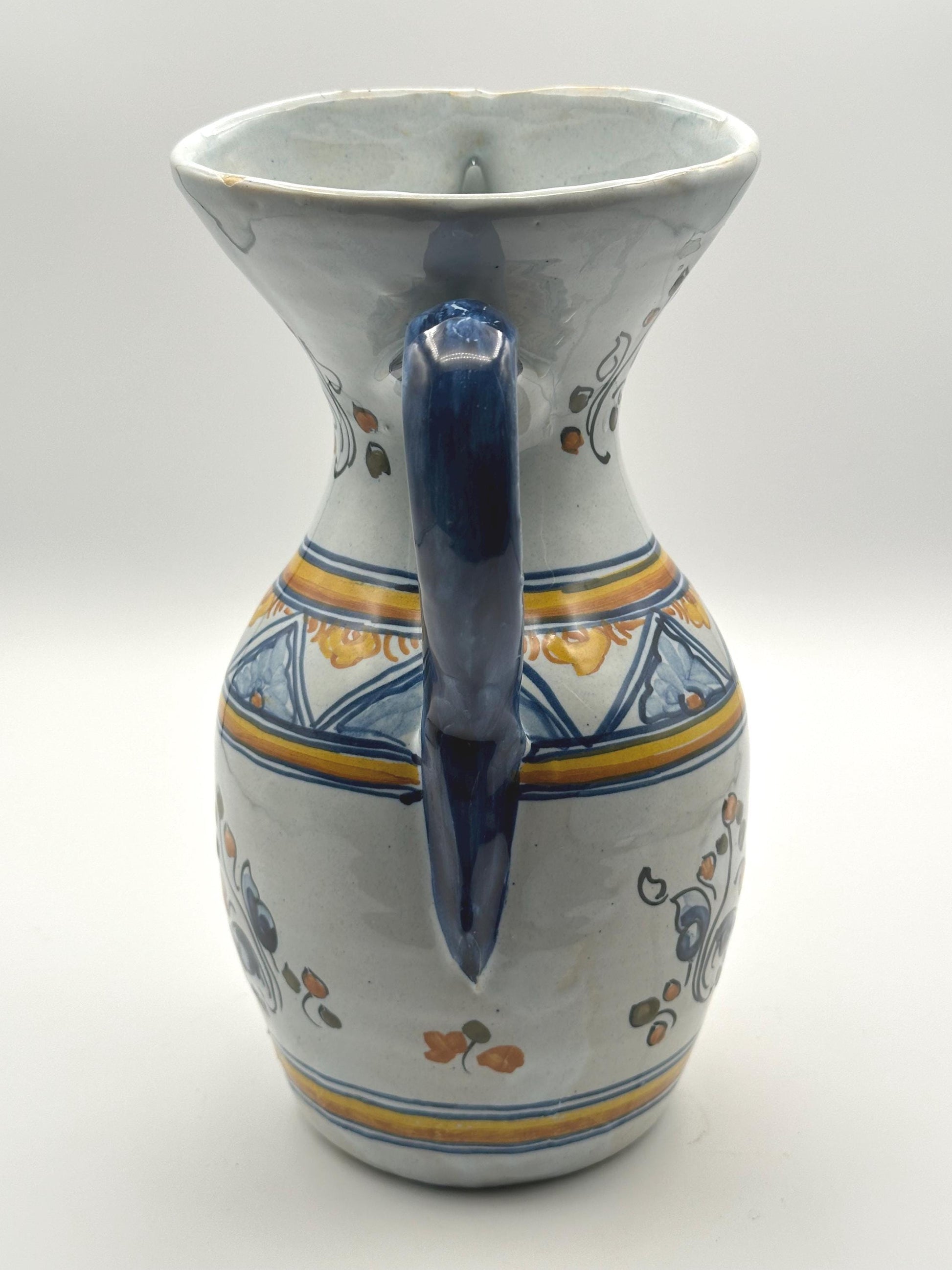Vintage Mexican Talavera Pottery Pitcher Hand-Painted Ceramic Water Folk Art Collectible