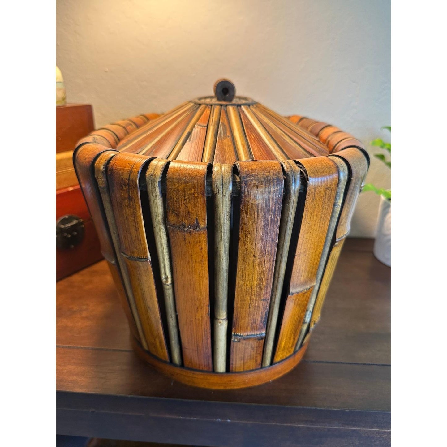 Large Vintage Bamboo Lidded Storage Box 15" – Chinoiserie Modern Container Case