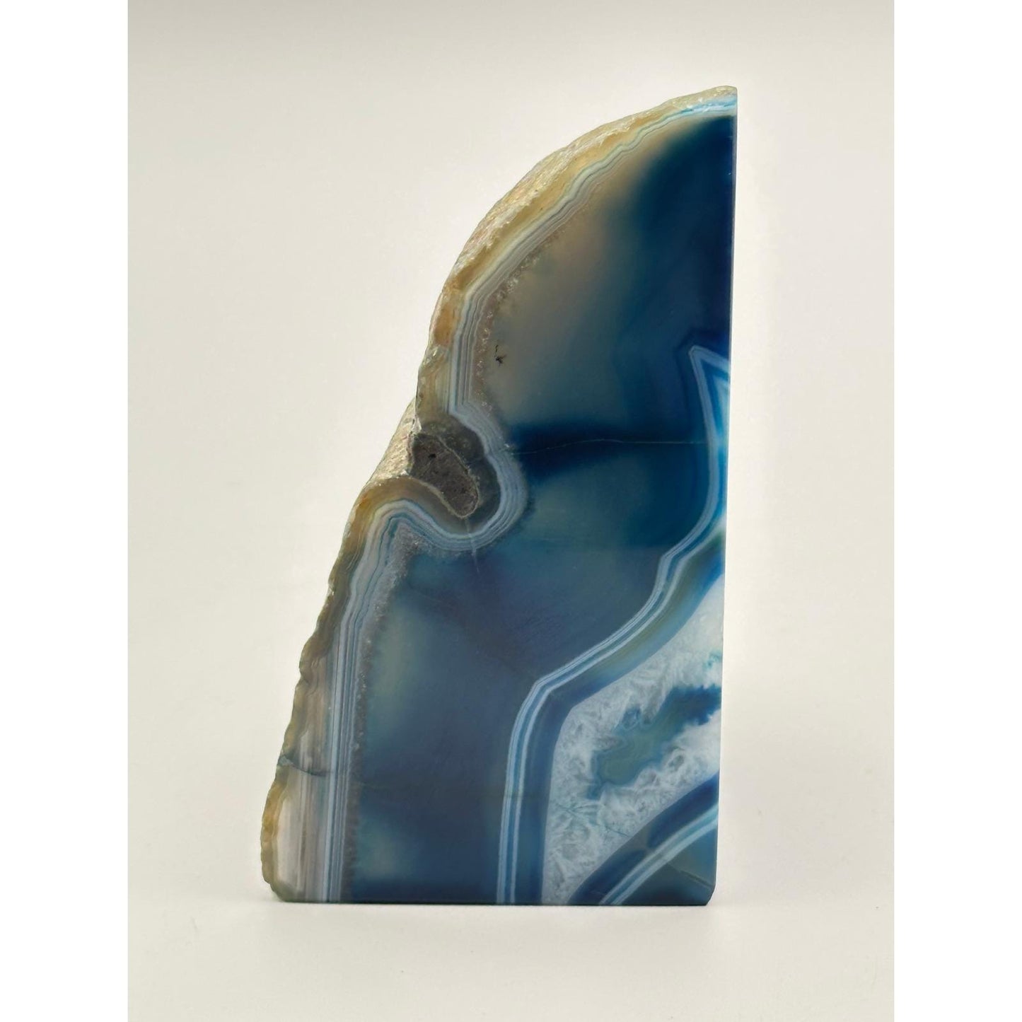 Blue Agate Geode Bookends Pair Natural Polished Stone Decor Office Library Study Room Crystal Display