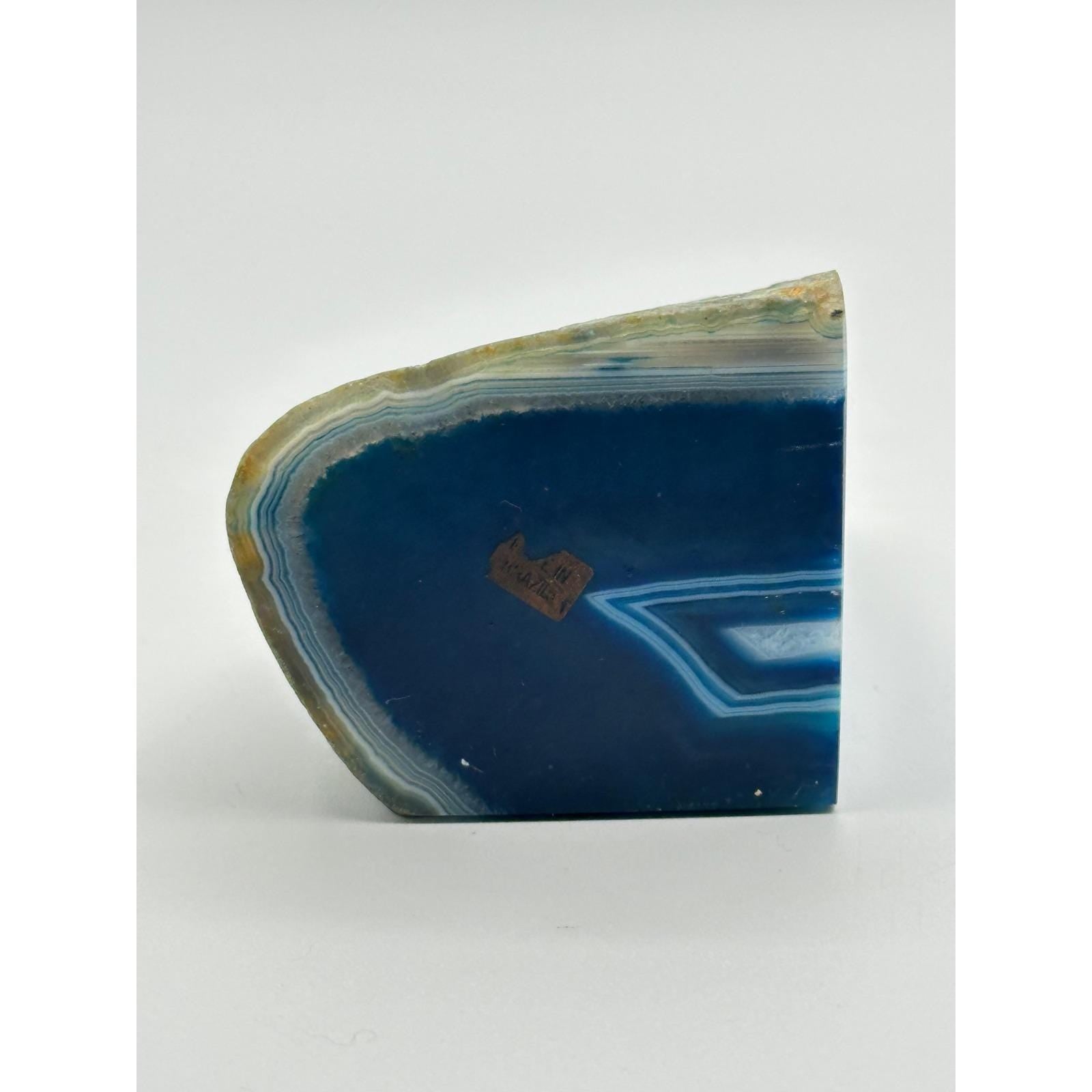 Blue Agate Geode Bookends Pair Natural Polished Stone Decor Office Library Study Room Crystal Display