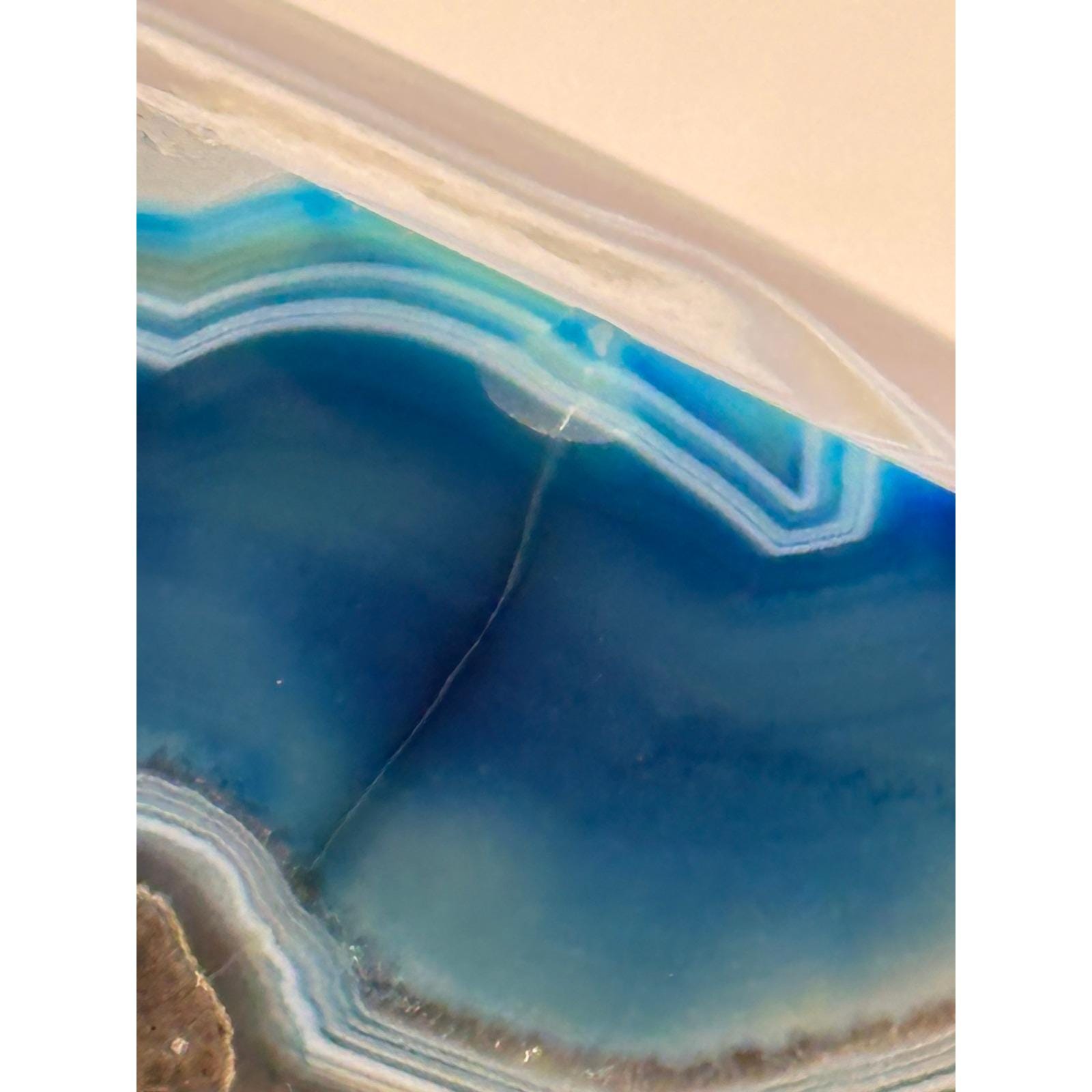 Blue Agate Geode Bookends Pair Natural Polished Stone Decor Office Library Study Room Crystal Display