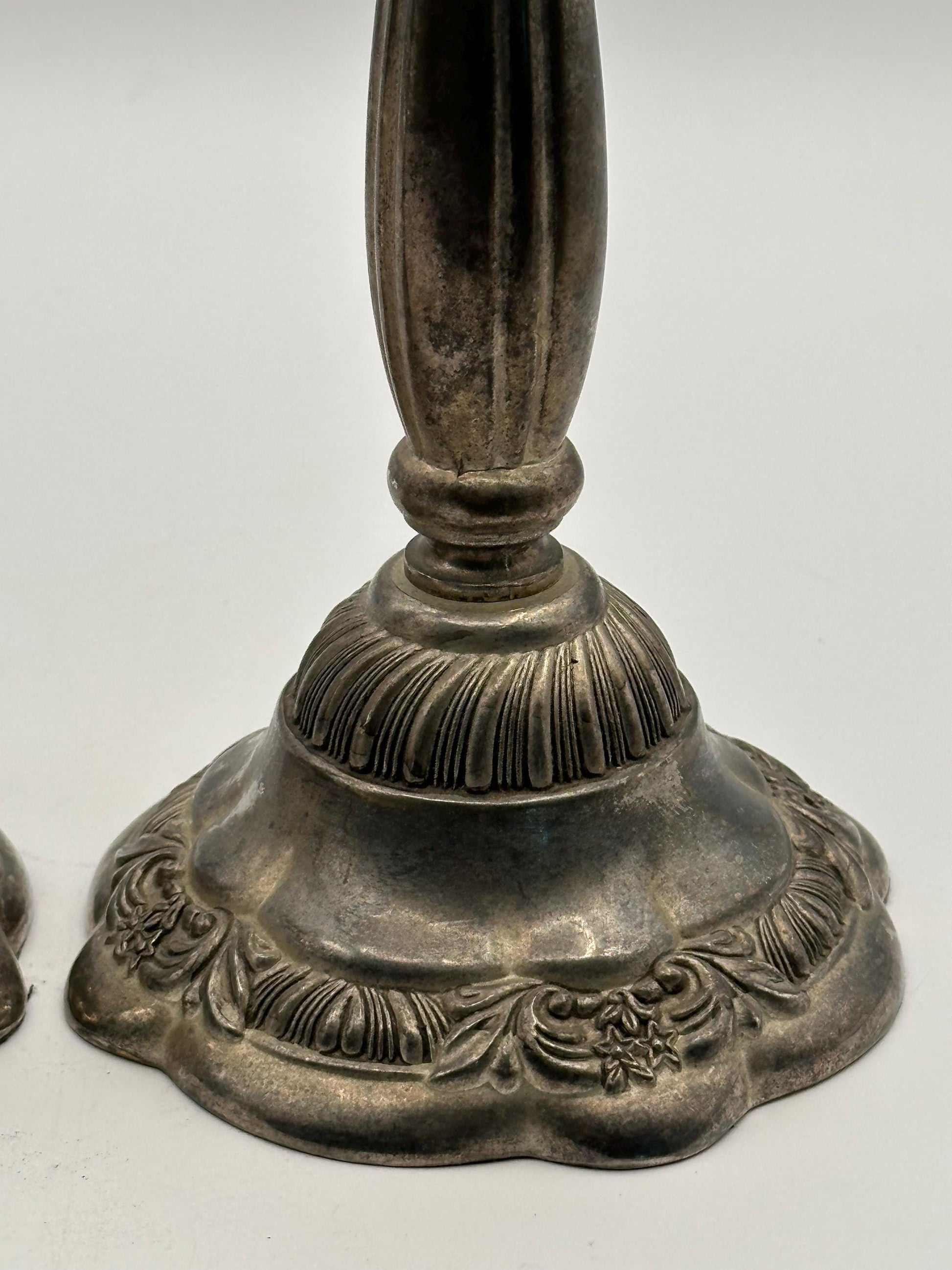 Vintage Godinger Silver Plated Candlestick Holders – Ornate Floral Baroque Style Pair, Heavy Weighted Candle Holders, Elegant Table Decor