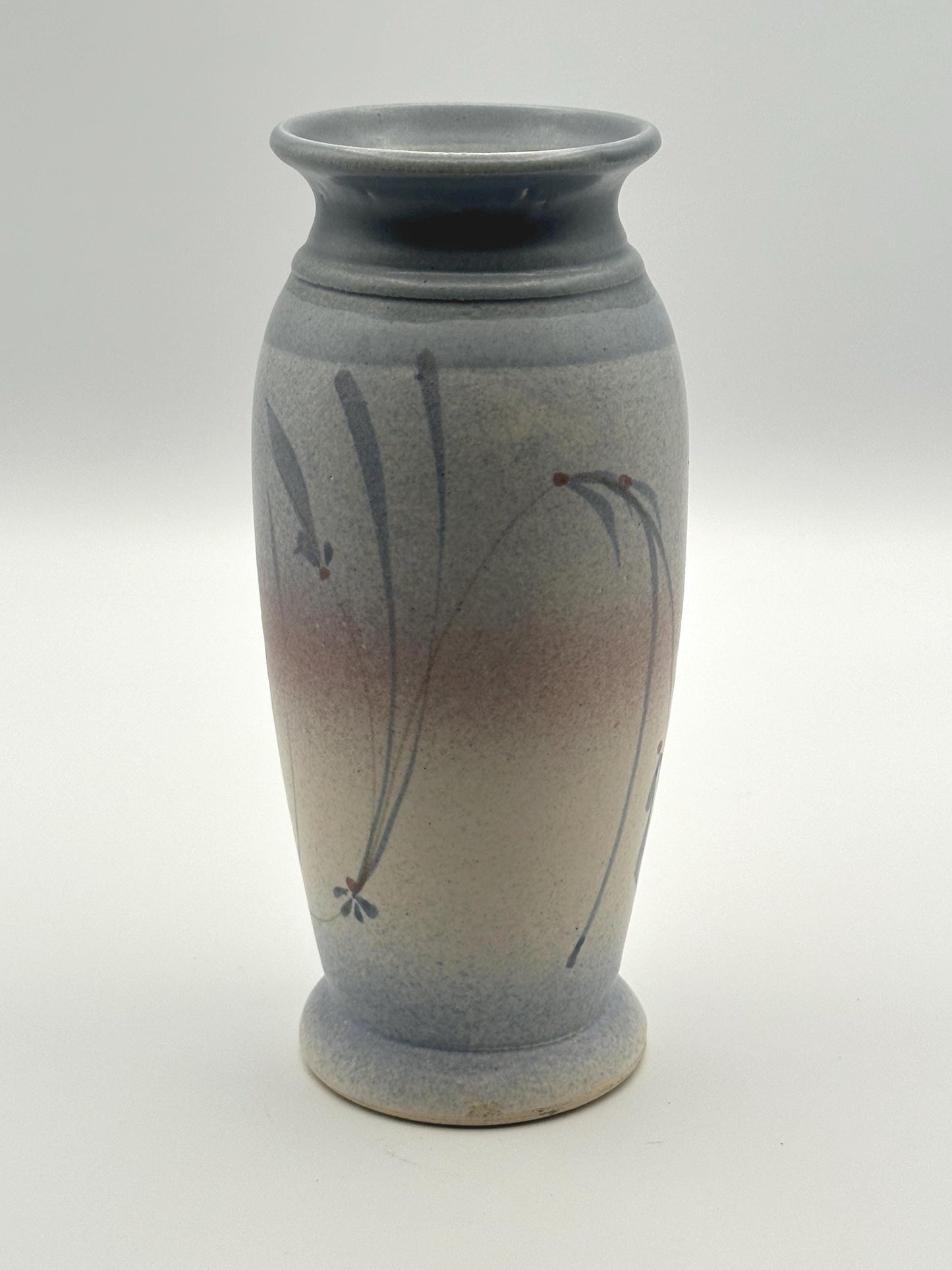 Vintage Jack Dwayne Westlin Studio Pottery Vase - Hand-Thrown Signed Art Blue Earth-Tone Gradient Floral Design