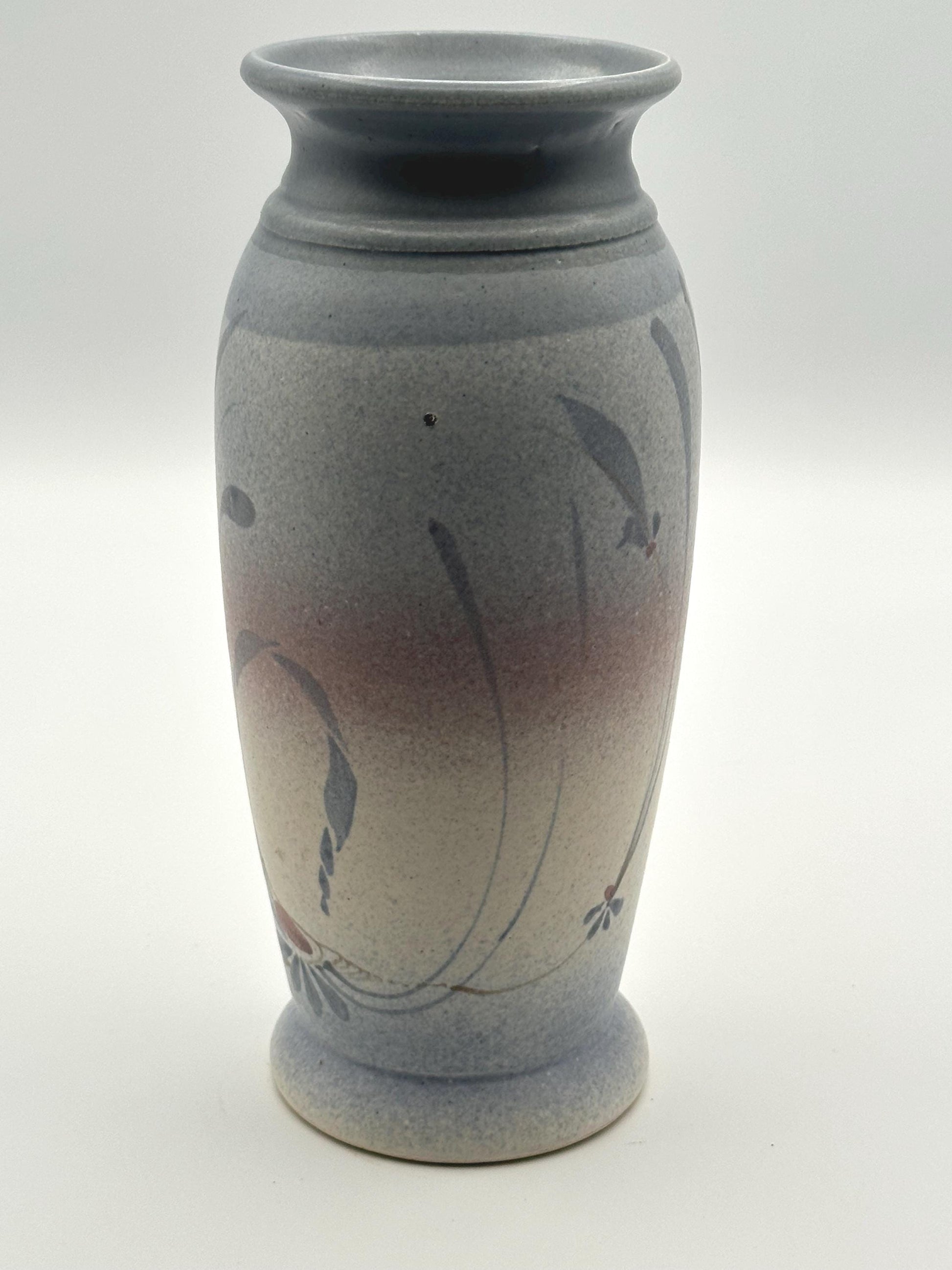 Vintage Jack Dwayne Westlin Studio Pottery Vase - Hand-Thrown Signed Art Blue Earth-Tone Gradient Floral Design
