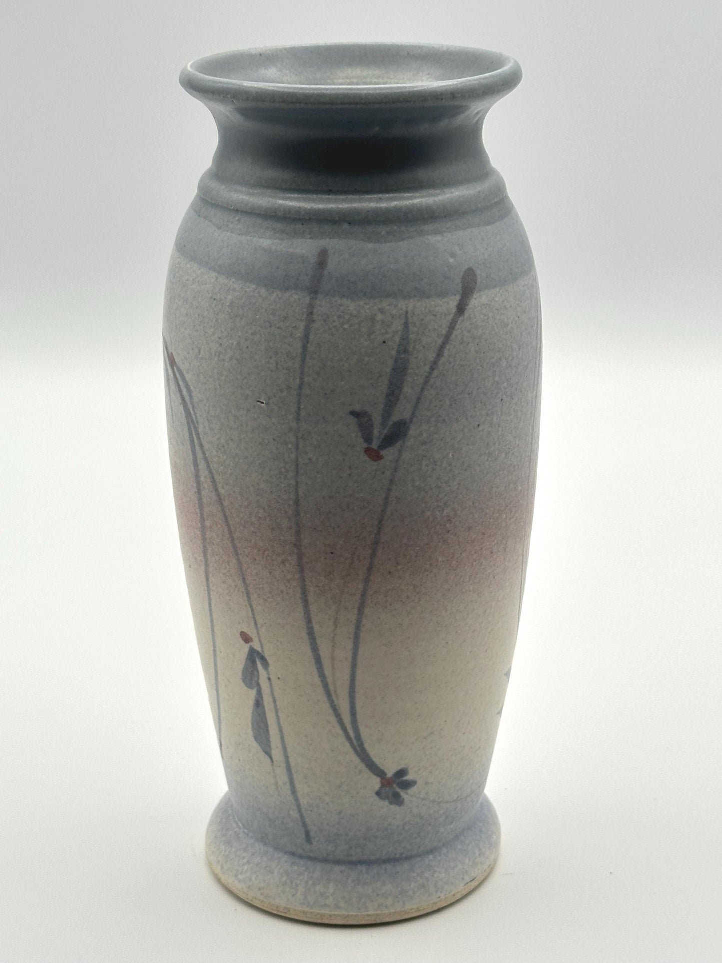 Vintage Jack Dwayne Westlin Studio Pottery Vase - Hand-Thrown Signed Art Blue Earth-Tone Gradient Floral Design