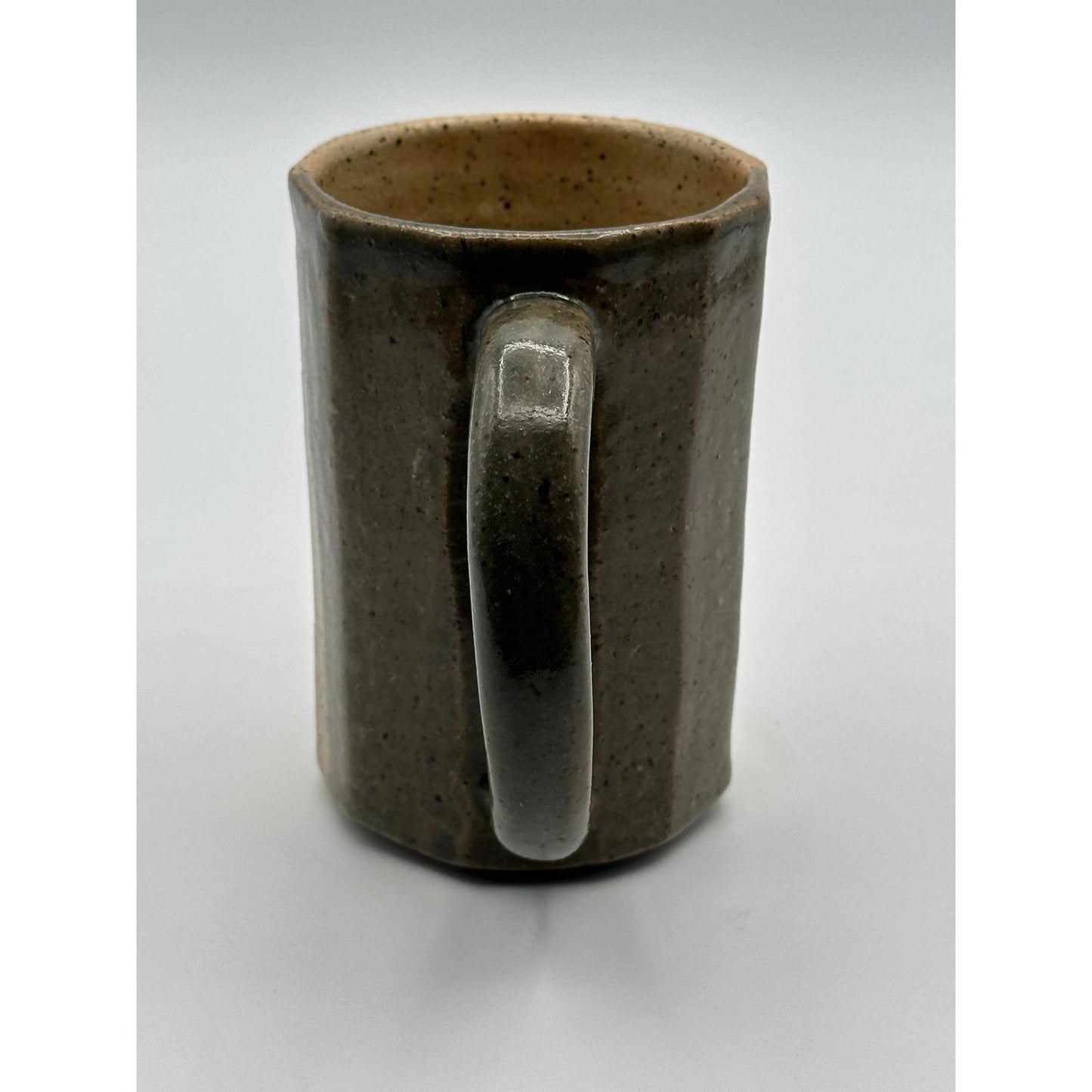 Handmade Studio Pottery Mug - Two-Tone Glazed Stoneware Cup, Artisan Signed Ceramic Drinkware