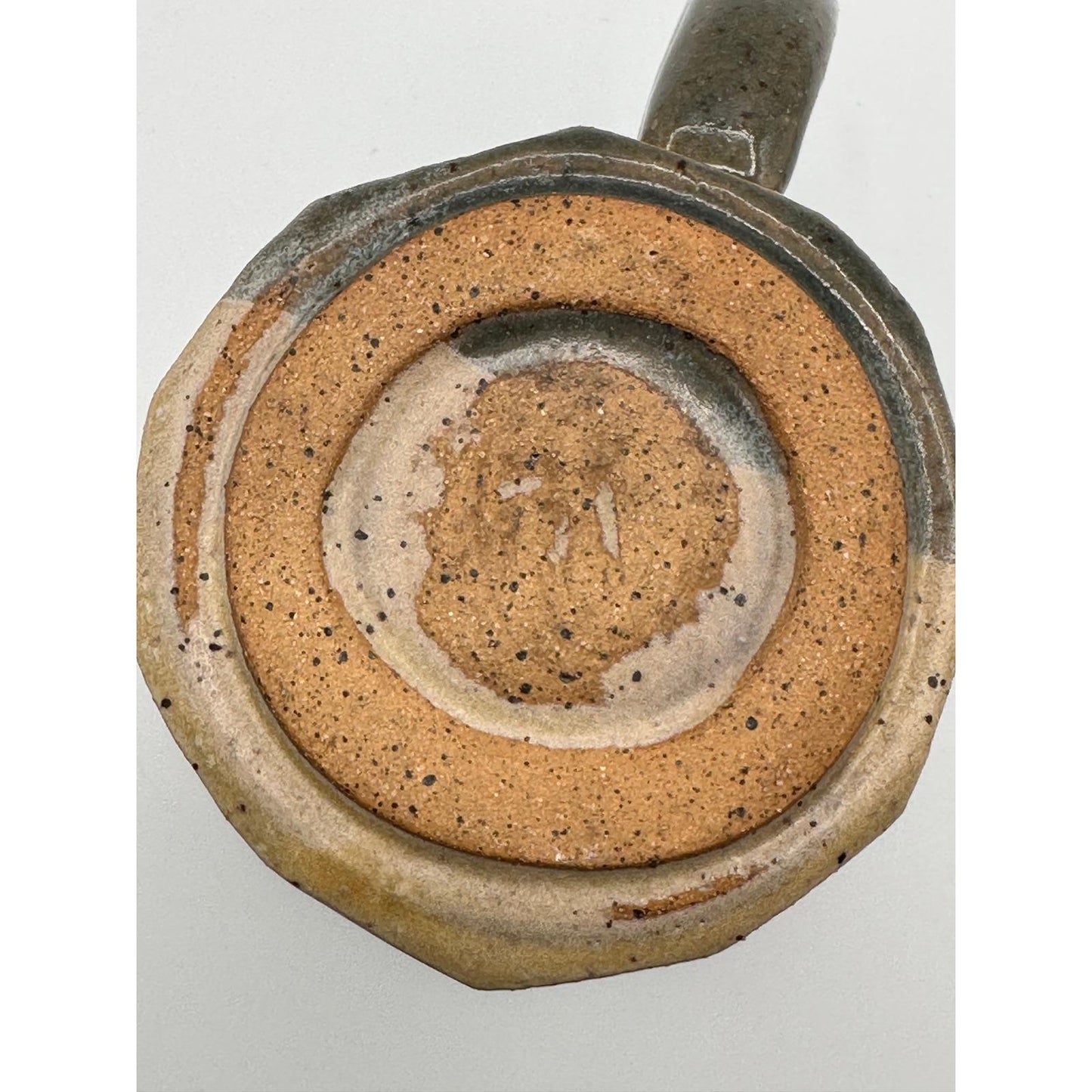 Handmade Studio Pottery Mug - Two-Tone Glazed Stoneware Cup, Artisan Signed Ceramic Drinkware