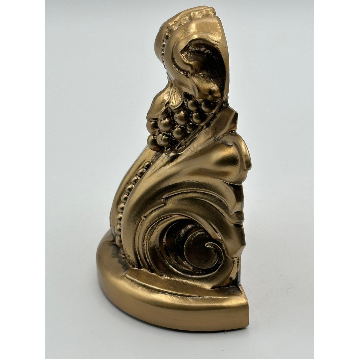 Vintage PM Craftsman Gold Scroll Bookends - Ornate Classical Decorative Book Holders
