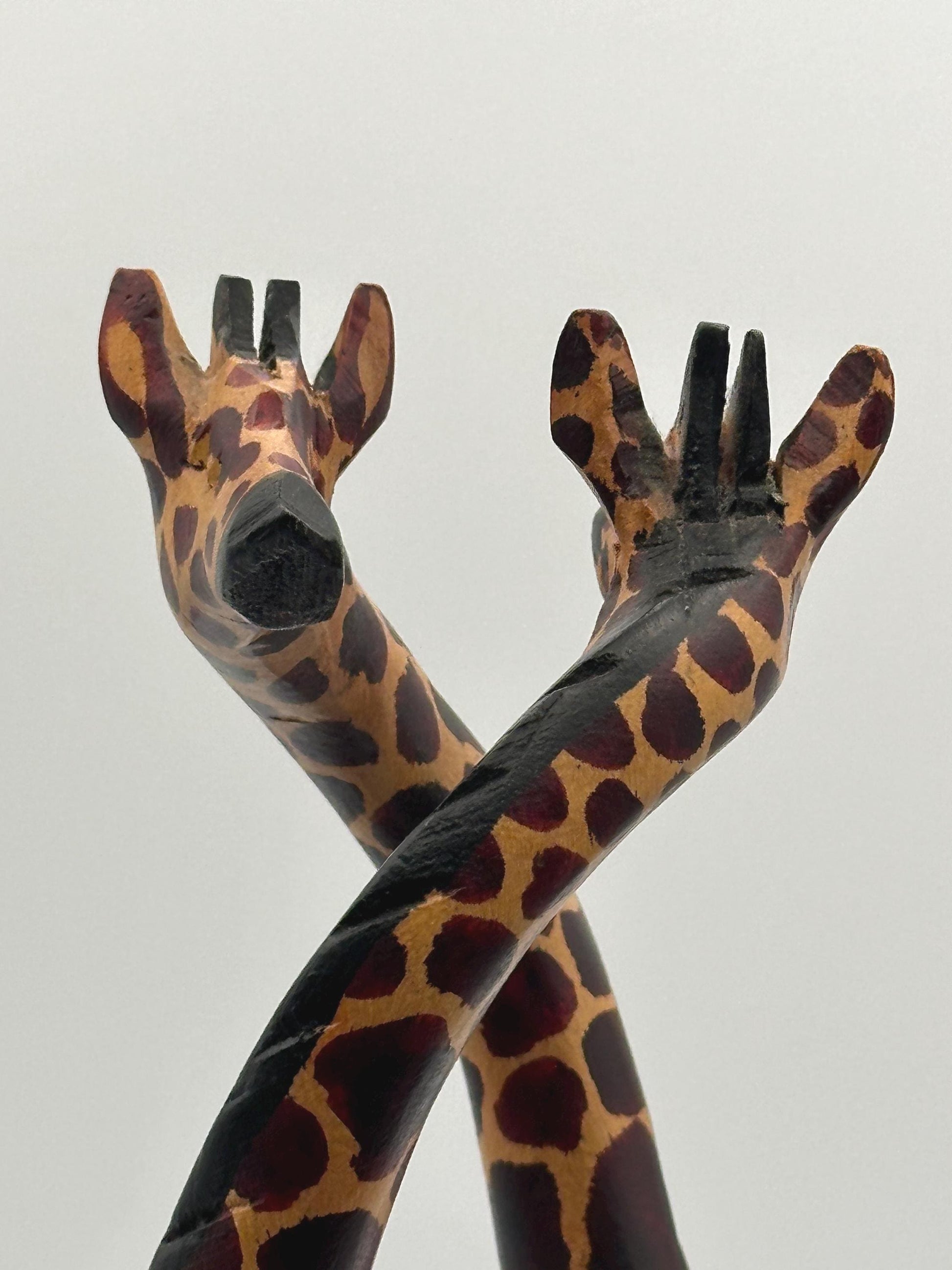 African Giraffe Harmony Hand Carved Painted Wood Sculpture Art Figurine Safari Decor Collectible Gift