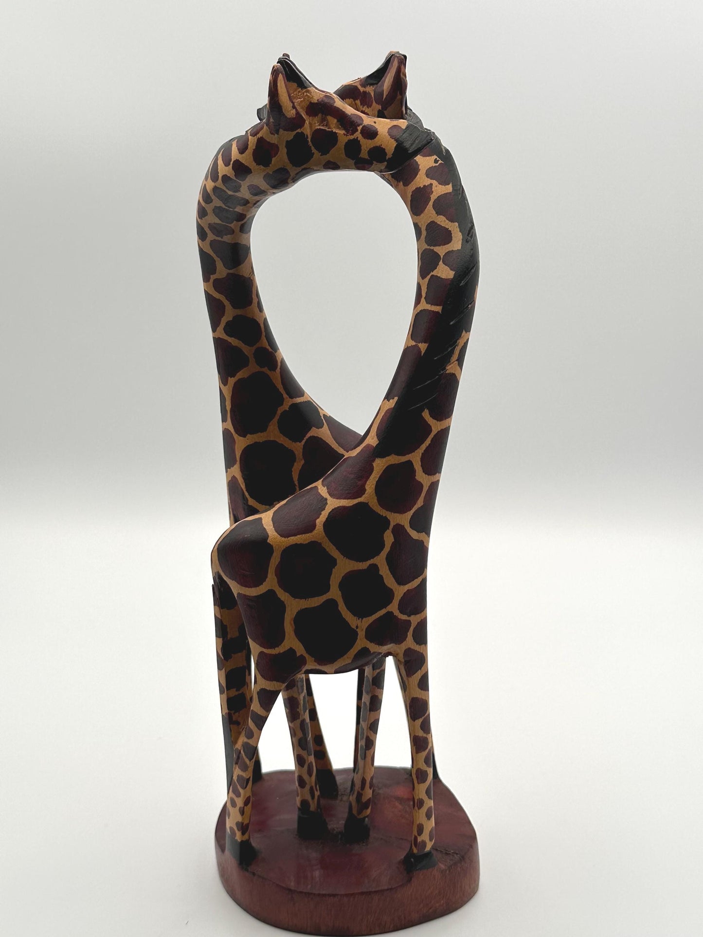 African Giraffe Harmony Hand Carved Painted Wood Sculpture Art Figurine Safari Decor Collectible Gift