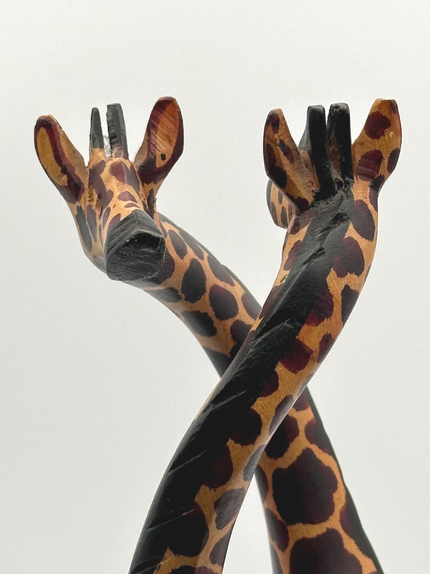 African Giraffe Harmony Hand Carved Painted Wood Sculpture Art Figurine Safari Decor Collectible Gift
