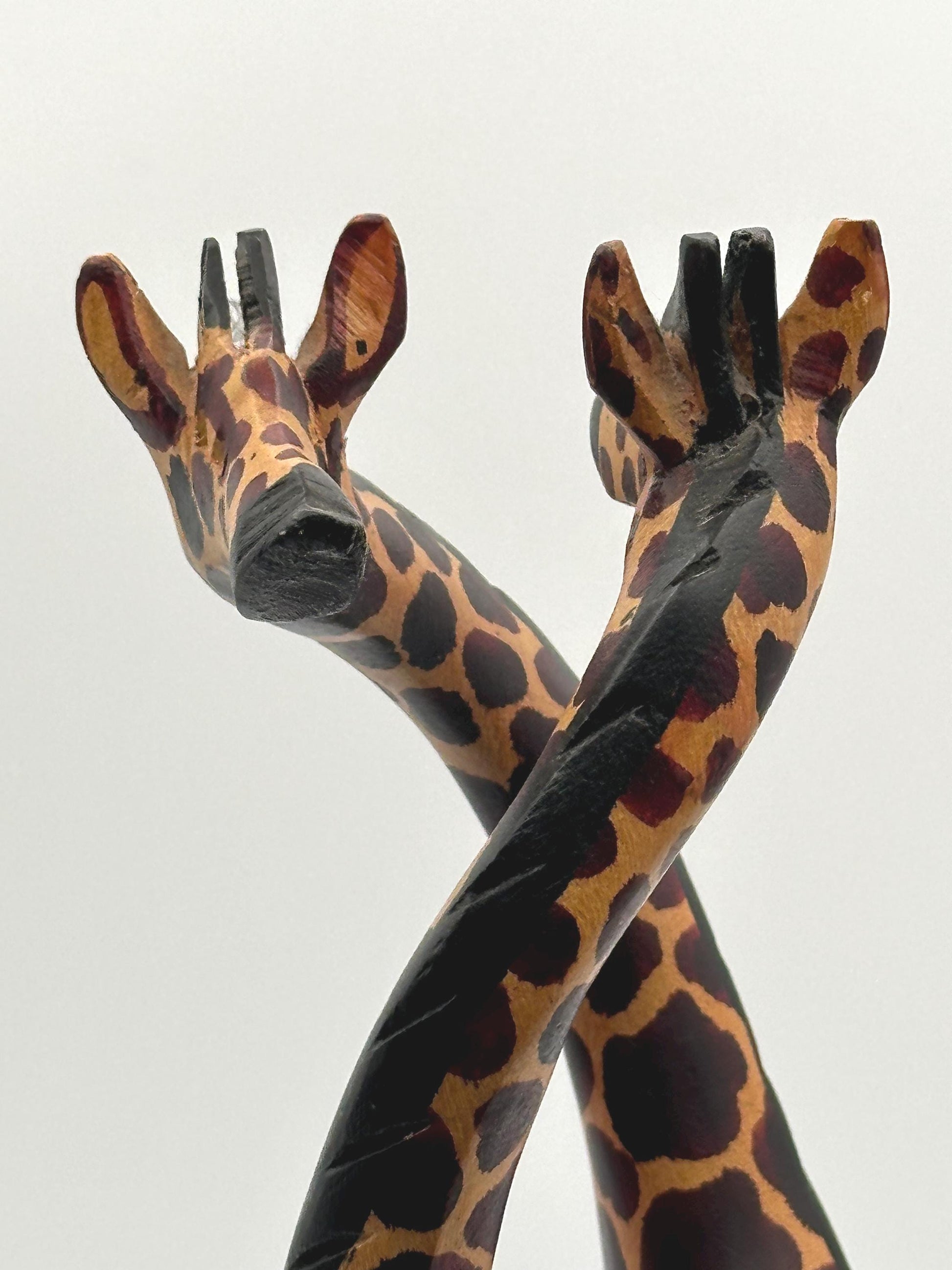 African Giraffe Harmony Hand Carved Painted Wood Sculpture Art Figurine Safari Decor Collectible Gift