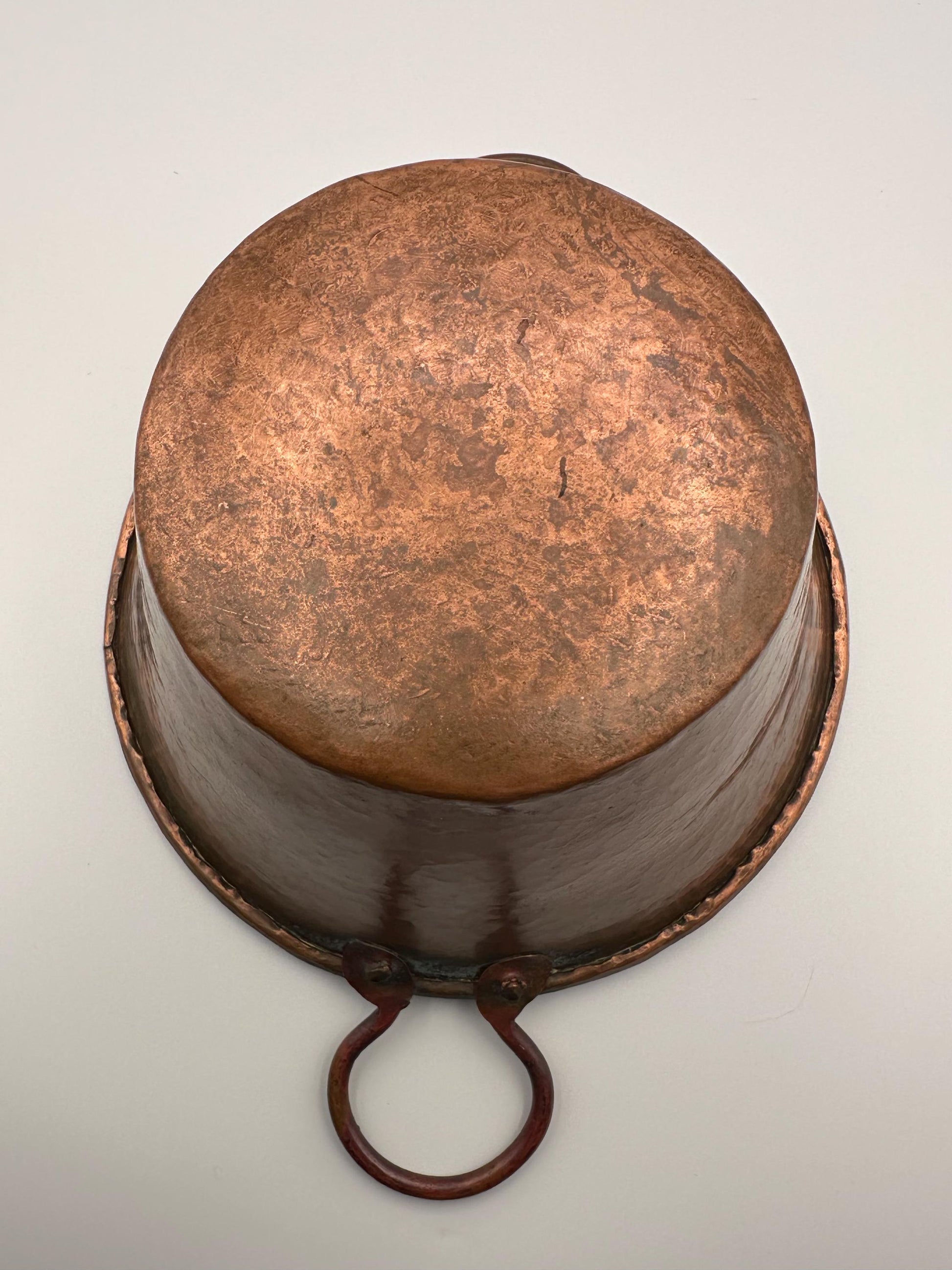 Antique Copper Kettle Pot Cauldron with Iron Handles - Vintage Kitchen Cookware