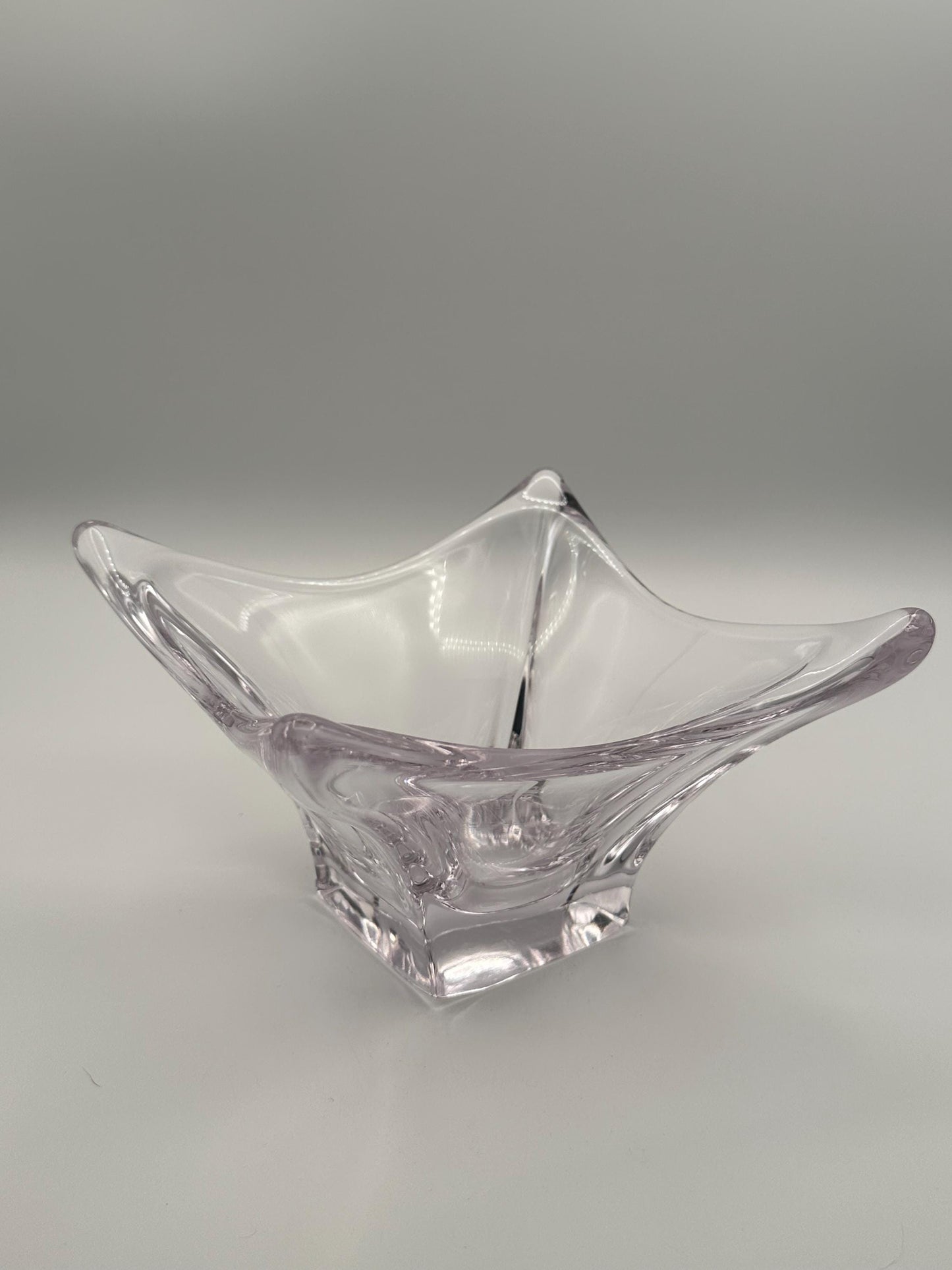 Vintage MCM Cofrac Art Verrier Clear Crystal Console Centerpiece Bowl 7 inch Mid Century Modern French Glass