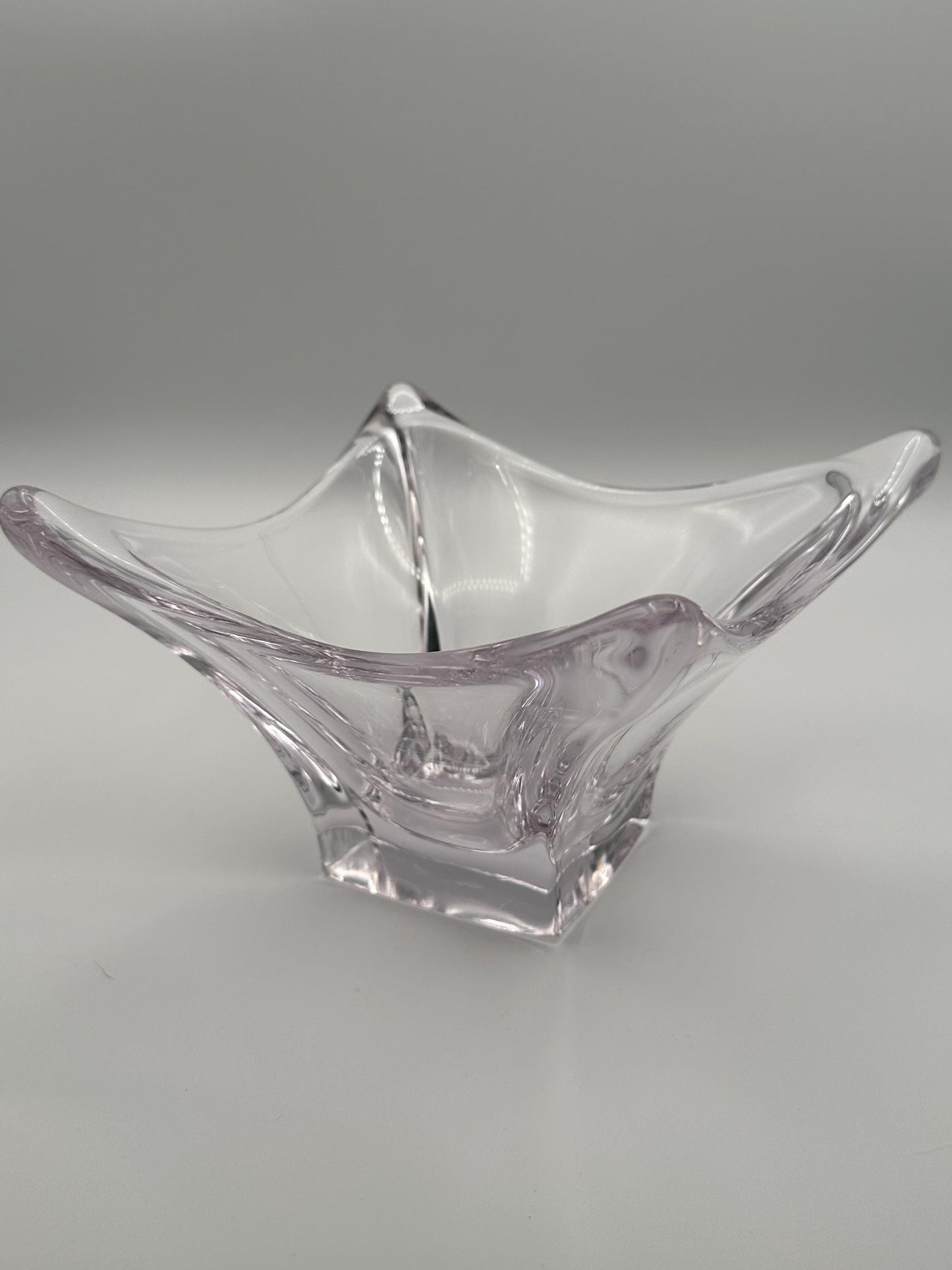 Vintage MCM Cofrac Art Verrier Clear Crystal Console Centerpiece Bowl 7 inch Mid Century Modern French Glass