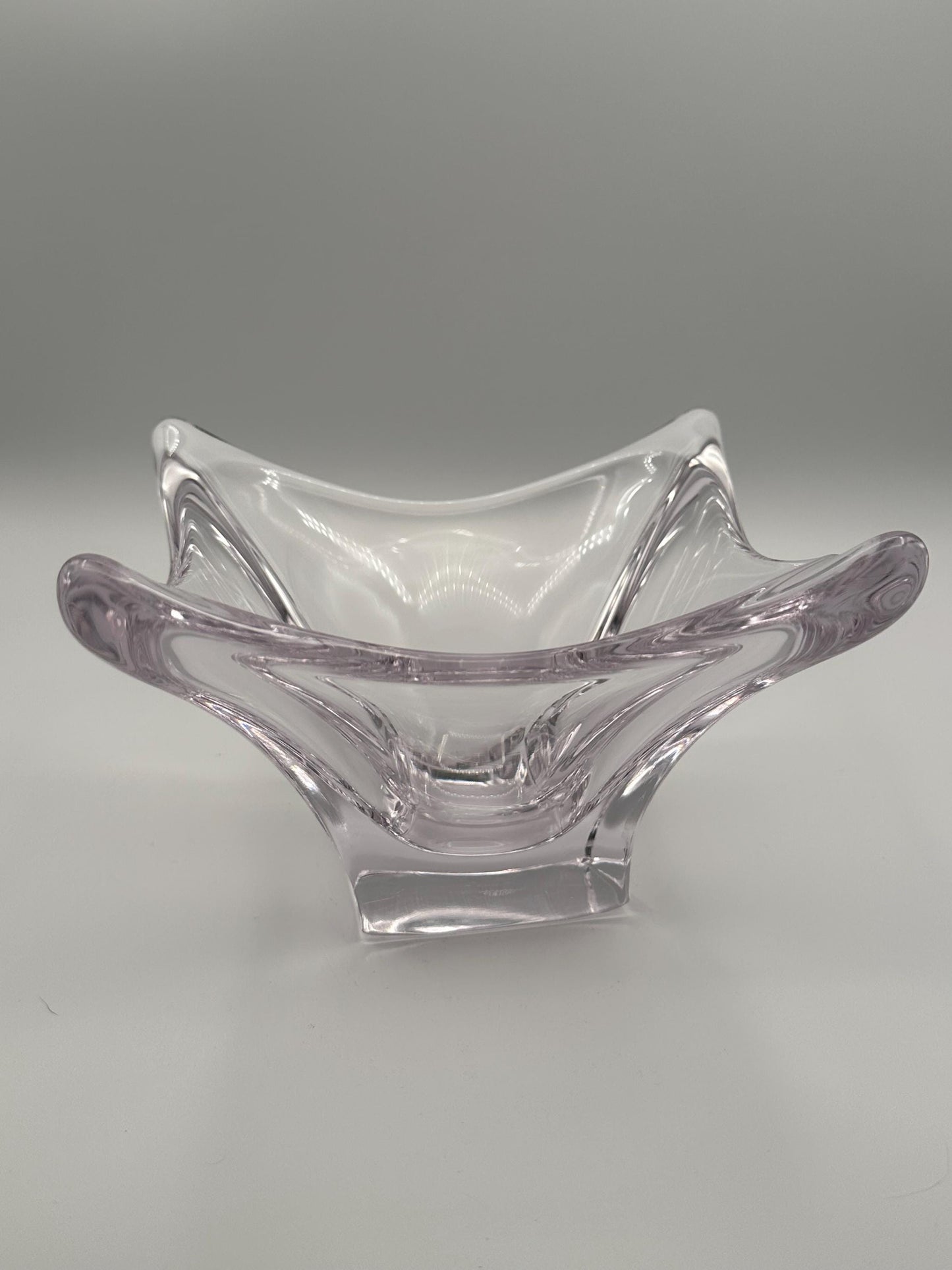 Vintage MCM Cofrac Art Verrier Clear Crystal Console Centerpiece Bowl 7 inch Mid Century Modern French Glass