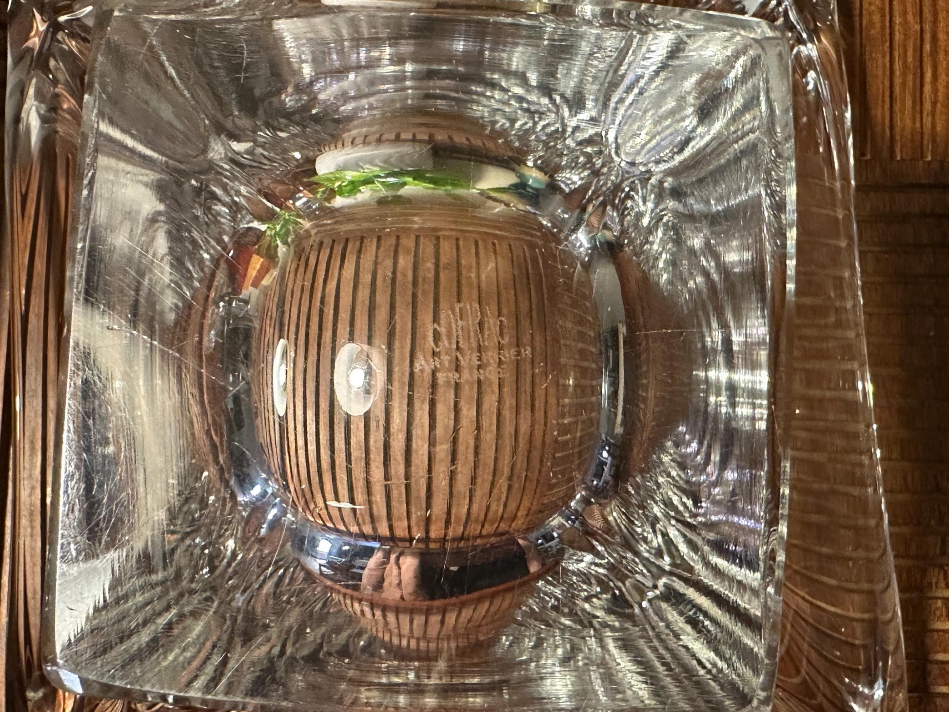Vintage MCM Cofrac Art Verrier Clear Crystal Console Centerpiece Bowl 7 inch Mid Century Modern French Glass