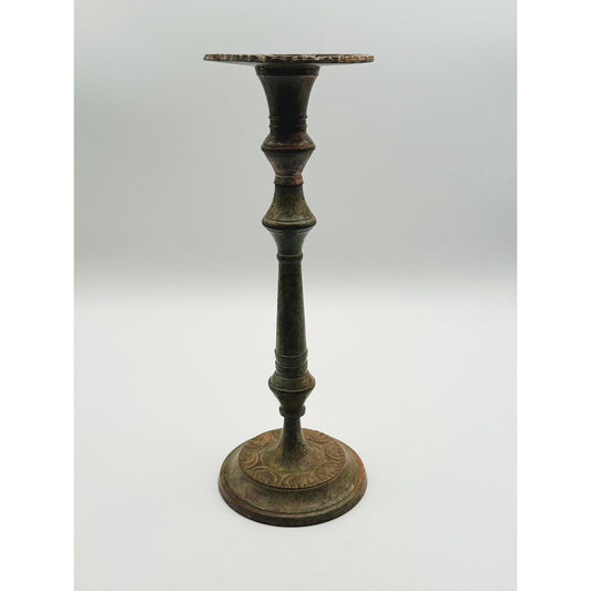 Pair of Vintage Distressed Metal Candlestick Holder - Rustic Antique-Style Home Décor
