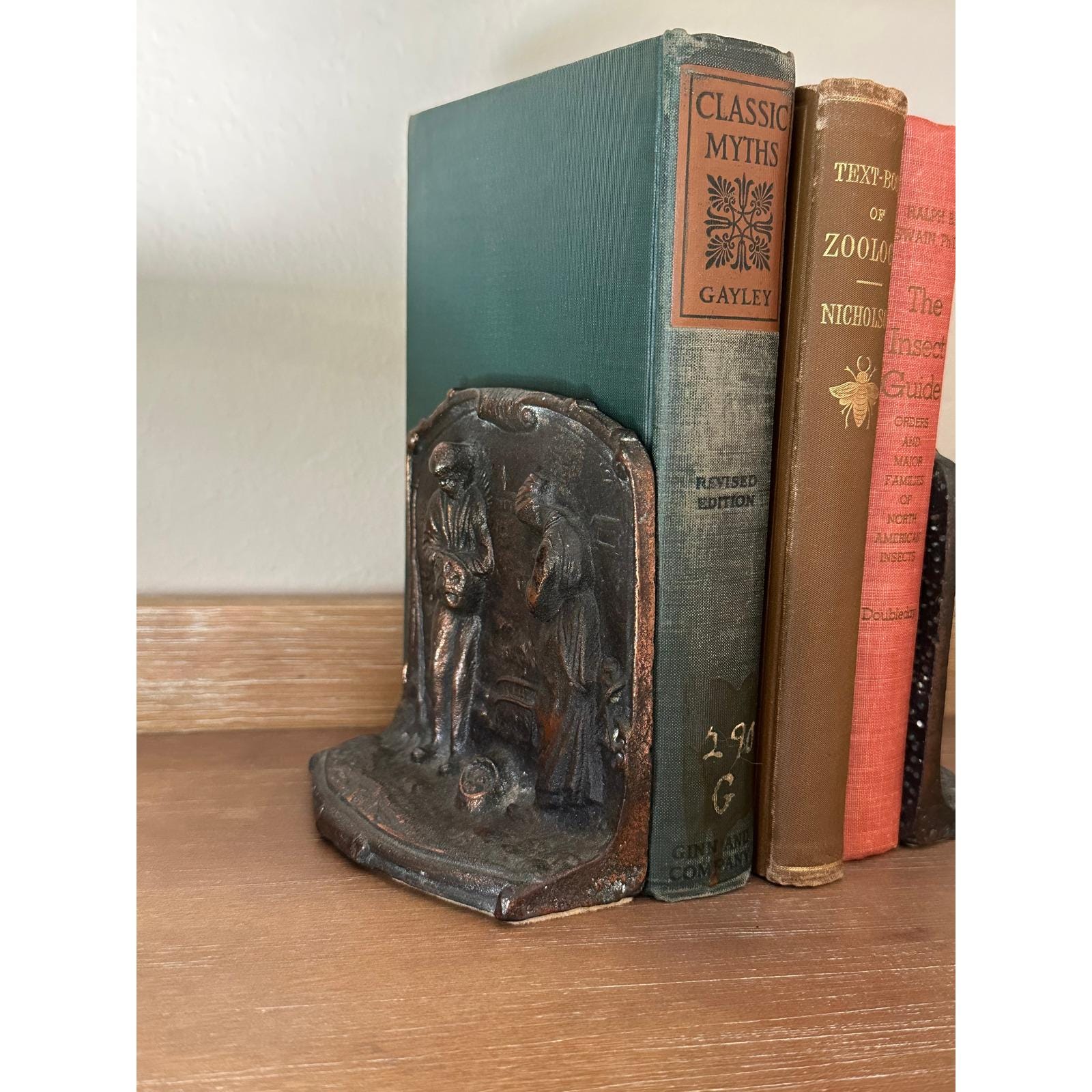 Vintage Rustic Bronze Finish Book Holder Pair - The Angelus by Millet