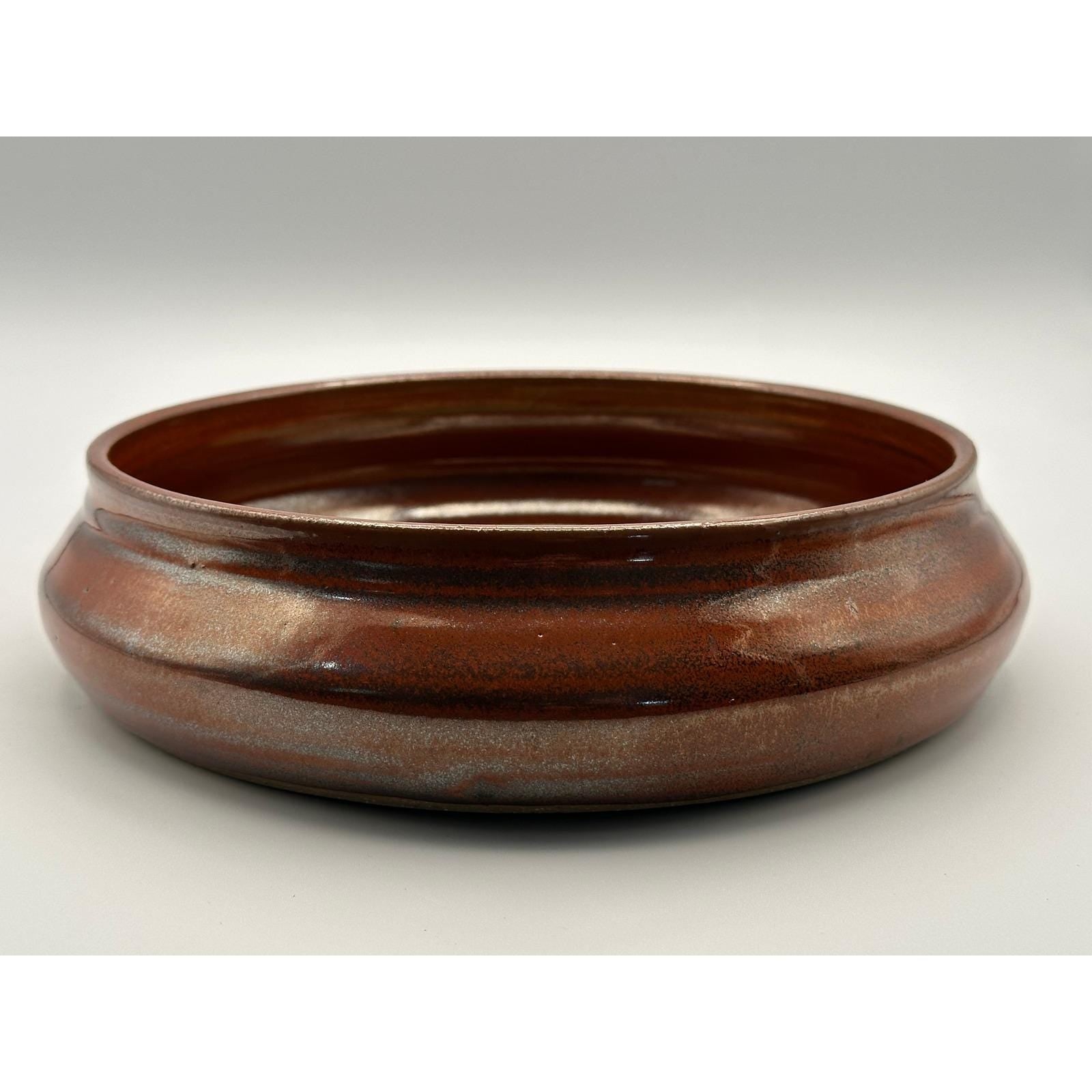 Handmade Studio Pottery Bowl 8 Inch Ceramic Abstract Glaze Design Artisan Crafted Serving Dish