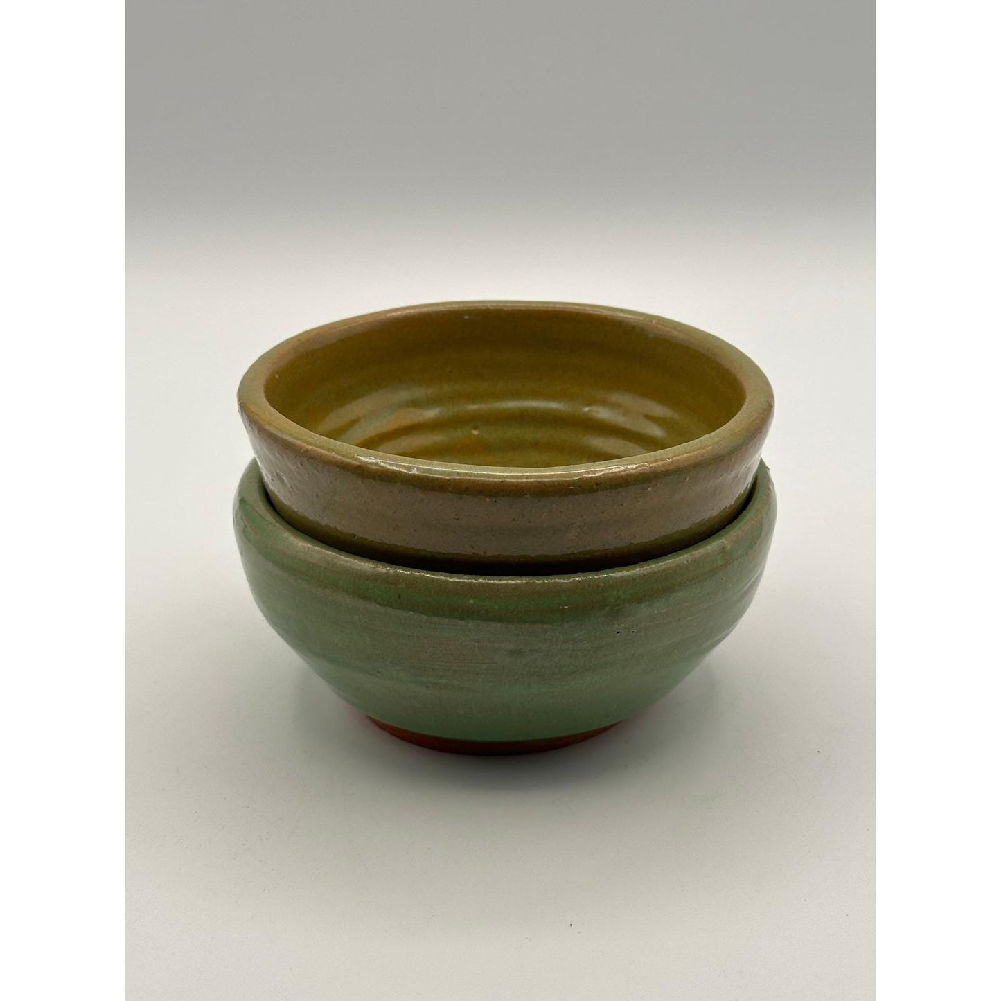 Handmade Artisan Pottery Bowl Set - Stoneware Green Earth-Tone Glaze Kitchen Dinnerware