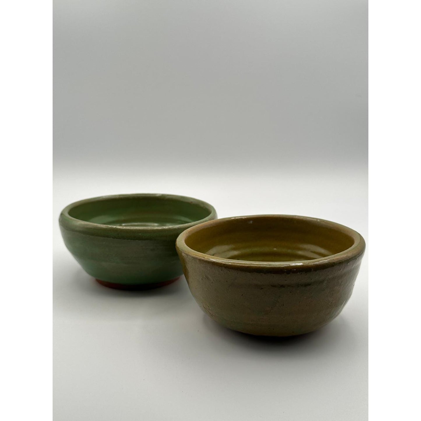 Handmade Artisan Pottery Bowl Set - Stoneware Green Earth-Tone Glaze Kitchen Dinnerware