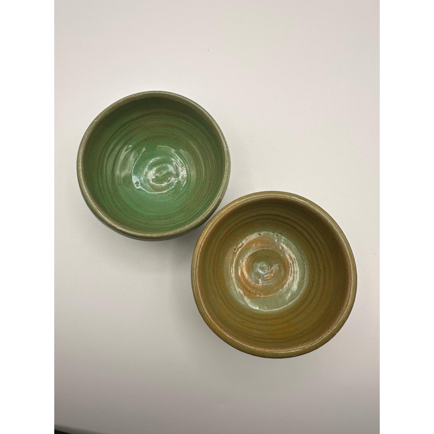 Handmade Artisan Pottery Bowl Set - Stoneware Green Earth-Tone Glaze Kitchen Dinnerware