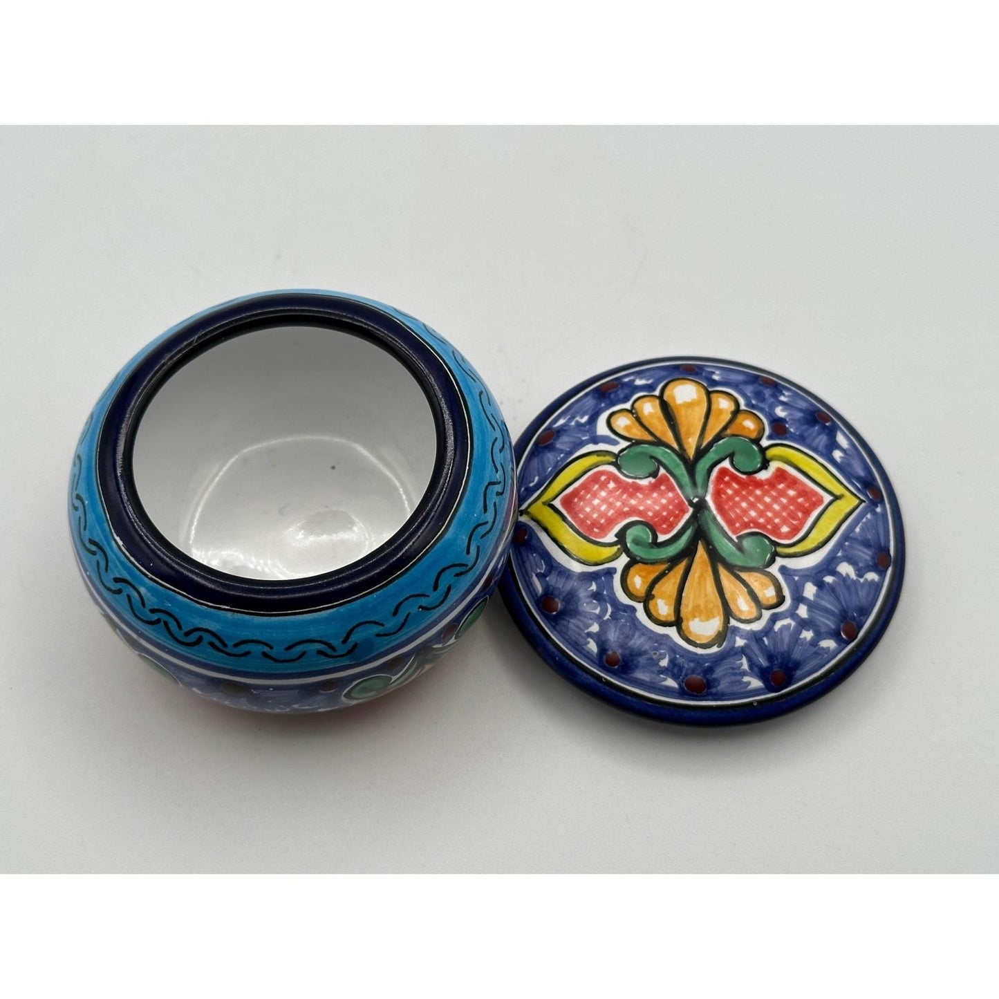 Hand-Painted Mexican Talavera Trinket Box - Colorful Ceramic Lidded Jar for Jewelry Storage
