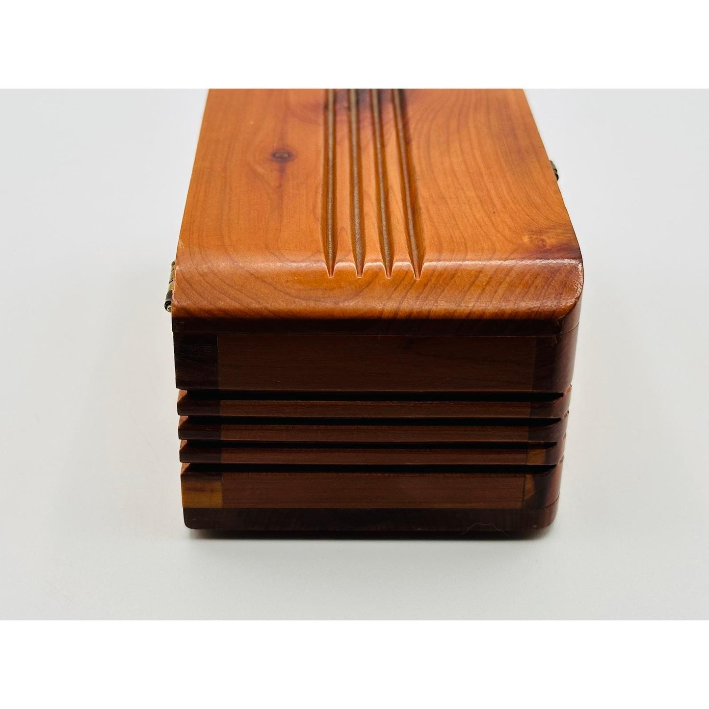 Handmade Cedar Keepsake Box with Carved Detail - Wooden Jewelry Trinket Storage