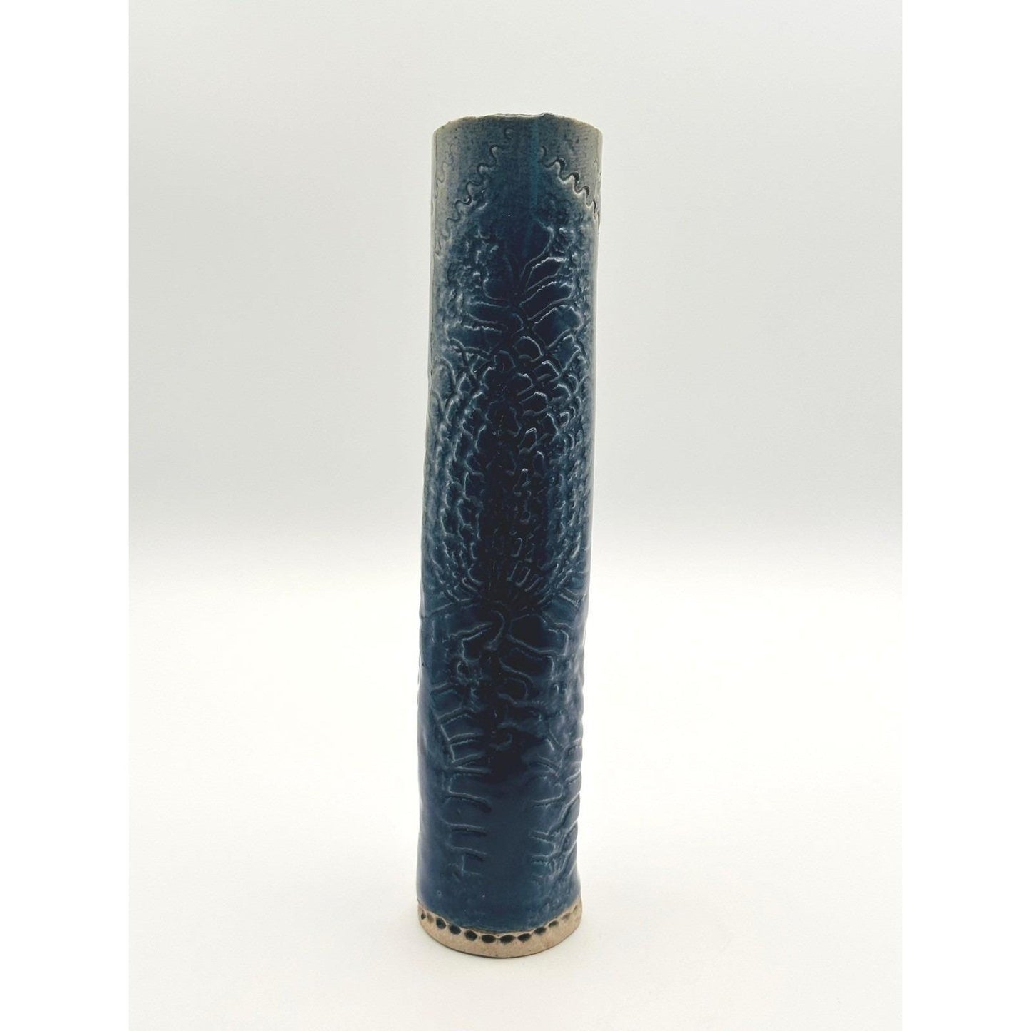 Handmade Studio Pottery Vase - Tall Textured Ceramic Bud Artist Signed Decorative Home Decor