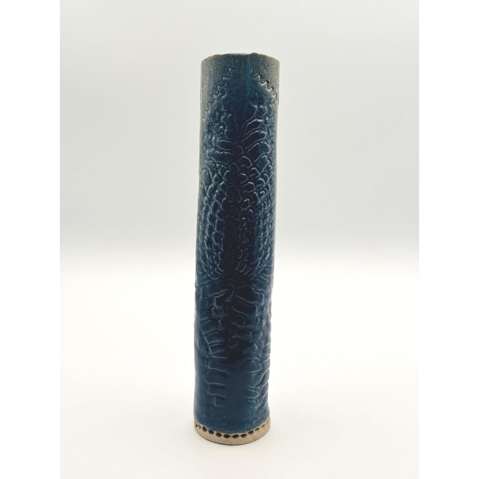 Handmade Studio Pottery Vase - Tall Textured Ceramic Bud Artist Signed Decorative Home Decor