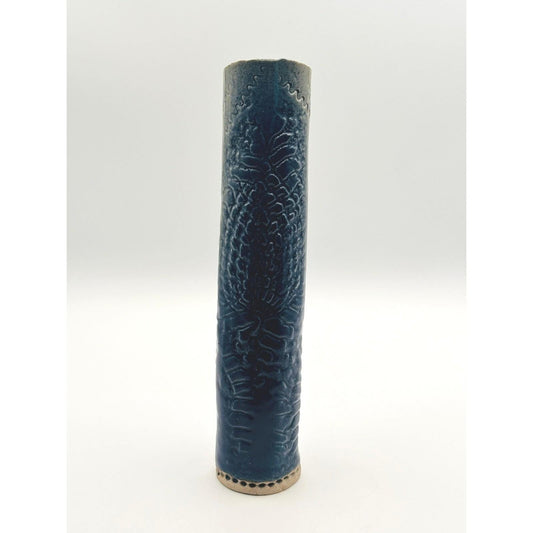 Handmade Studio Pottery Vase - Tall Textured Ceramic Bud Artist Signed Decorative Home Decor