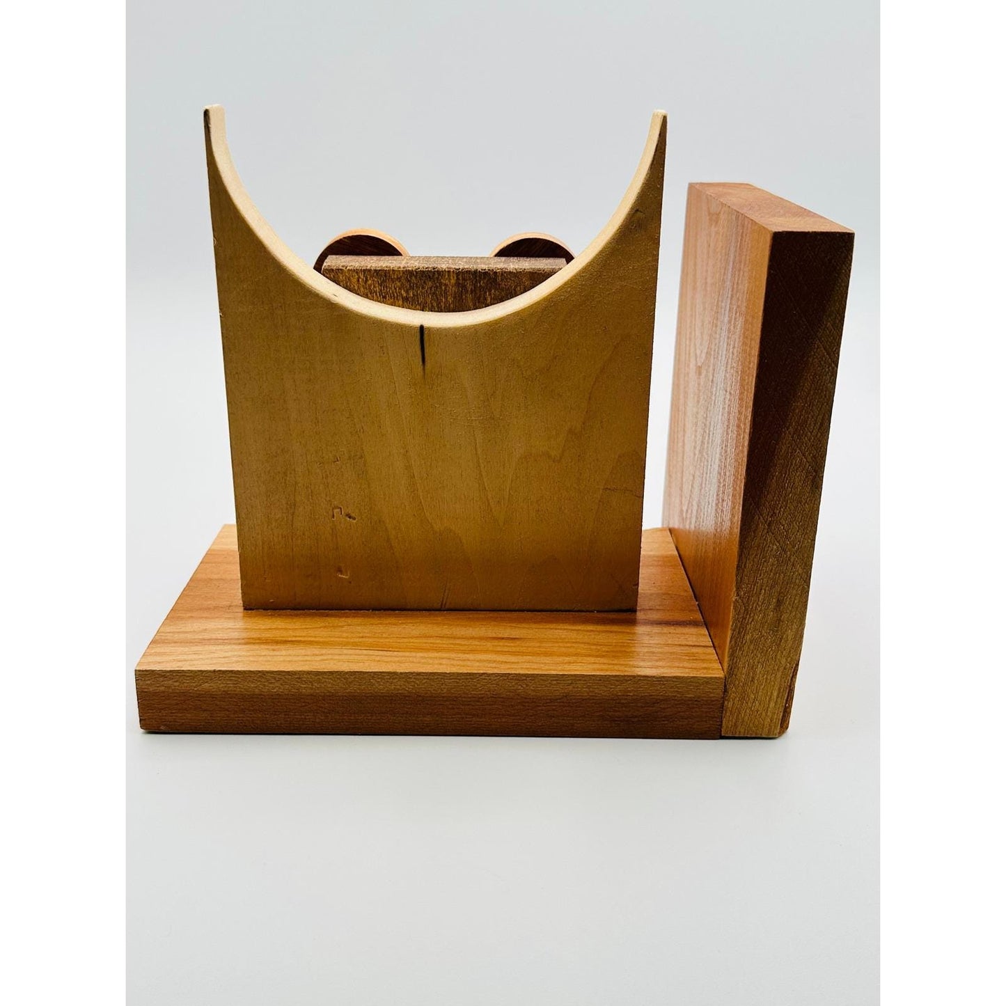 Handmade Wooden Owl Bookends - Rustic Mid-Century Modern Style Home Office Decor