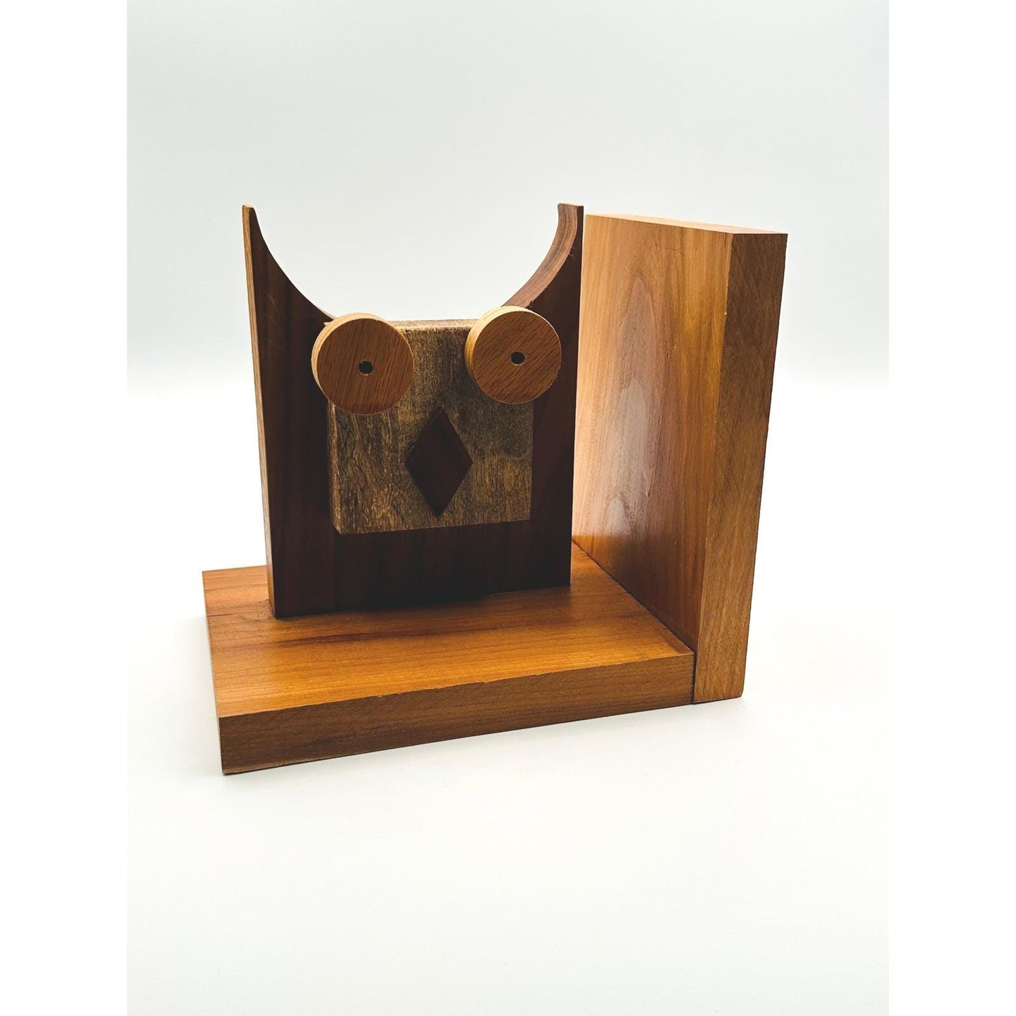 Handmade Wooden Owl Bookends - Rustic Mid-Century Modern Style Home Office Decor