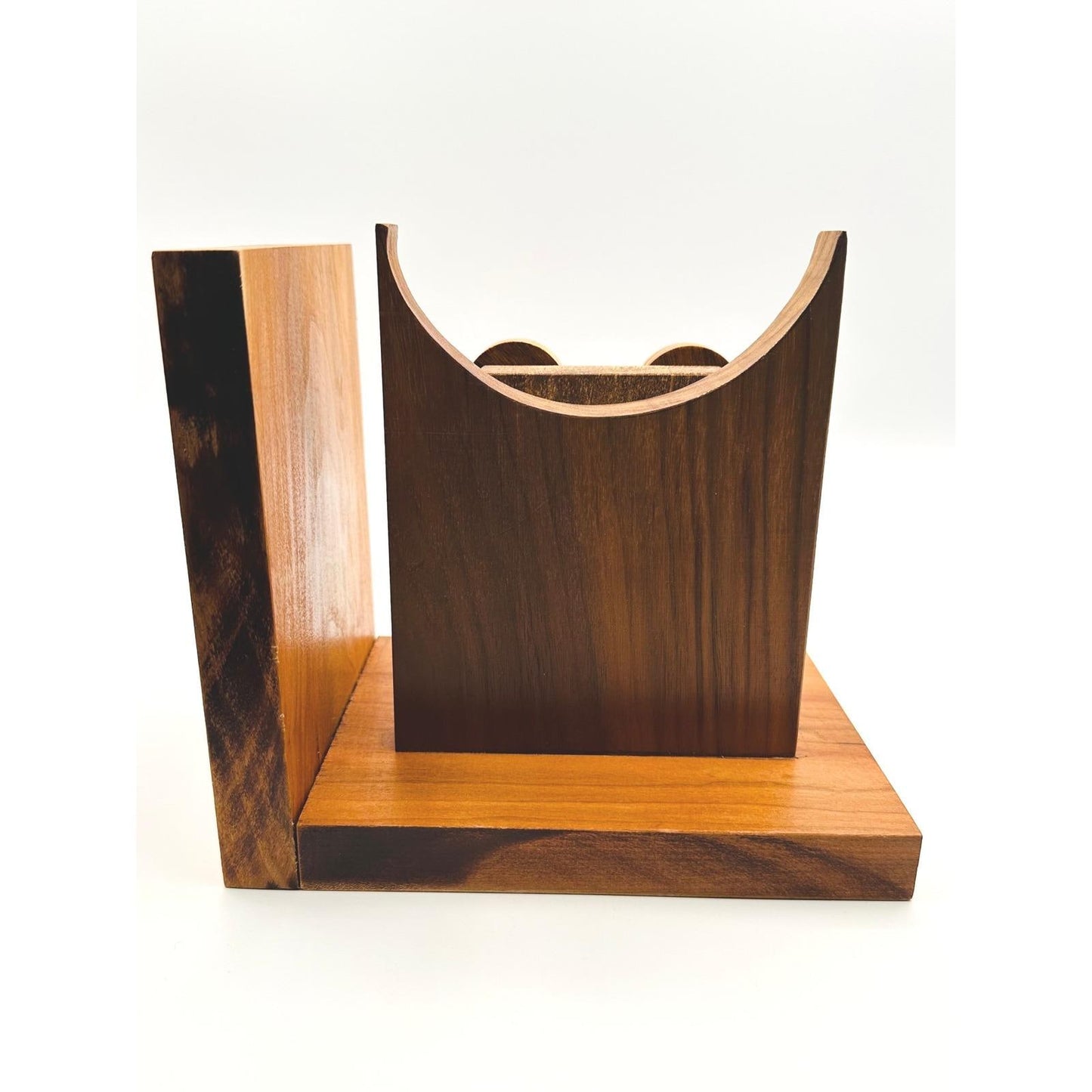 Handmade Wooden Owl Bookends - Rustic Mid-Century Modern Style Home Office Decor