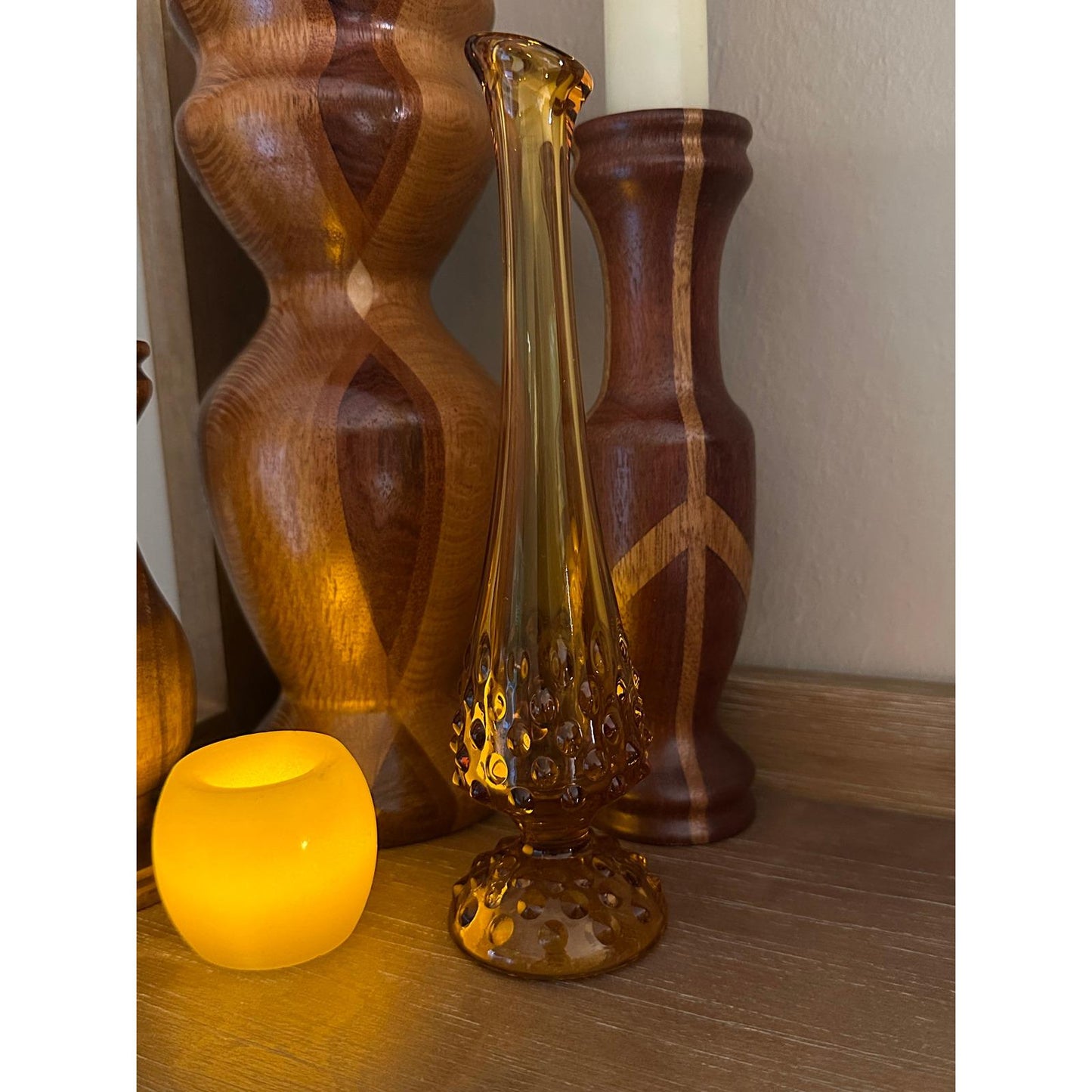 Vintage Fenton Amber Hobnail Bud Vase - Mid Century Glass Collectible Home Decor