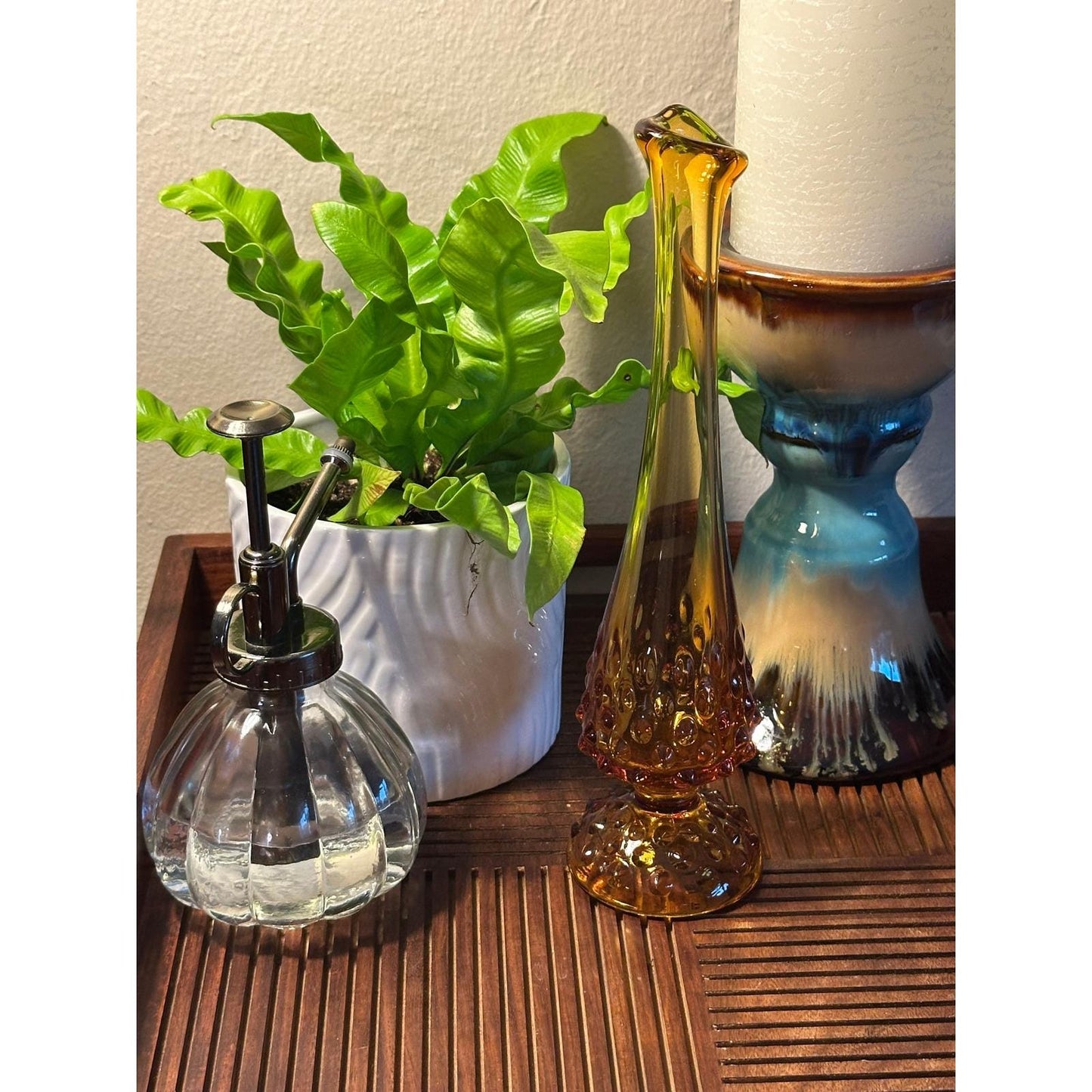 Vintage Fenton Amber Hobnail Bud Vase - Mid Century Glass Collectible Home Decor