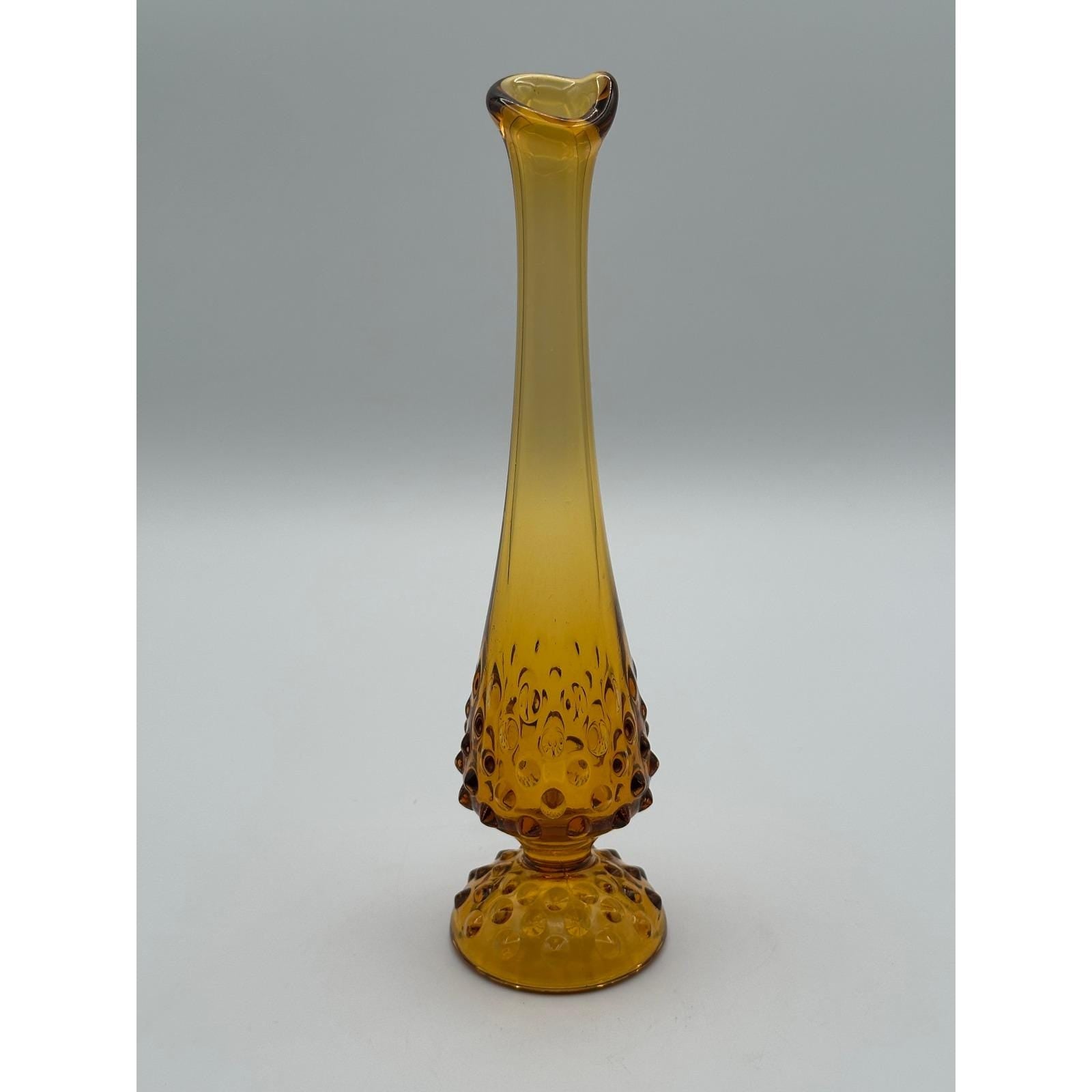 Vintage Fenton Amber Hobnail Bud Vase - Mid Century Glass Collectible Home Decor