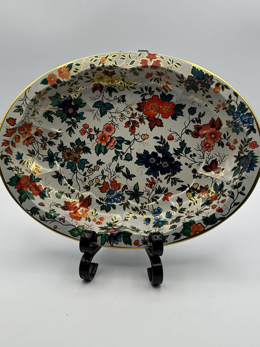 Vintage Daher Oval Tin Tray Decorated Ware Cottagecore Floral Made in England