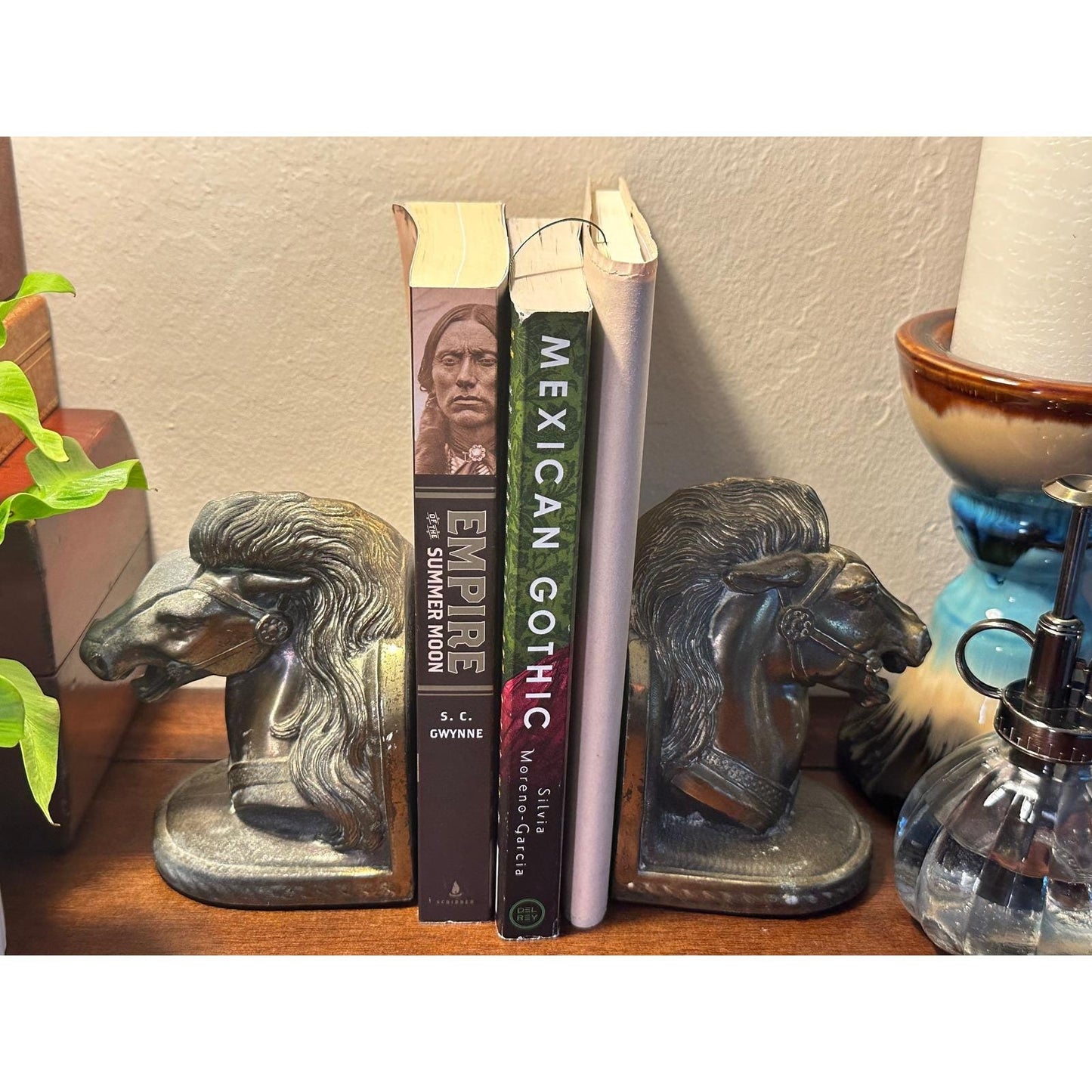 Vintage Mid-Century BMR Cast Bronze Horse Head Bookends Pair Equestrian Decor