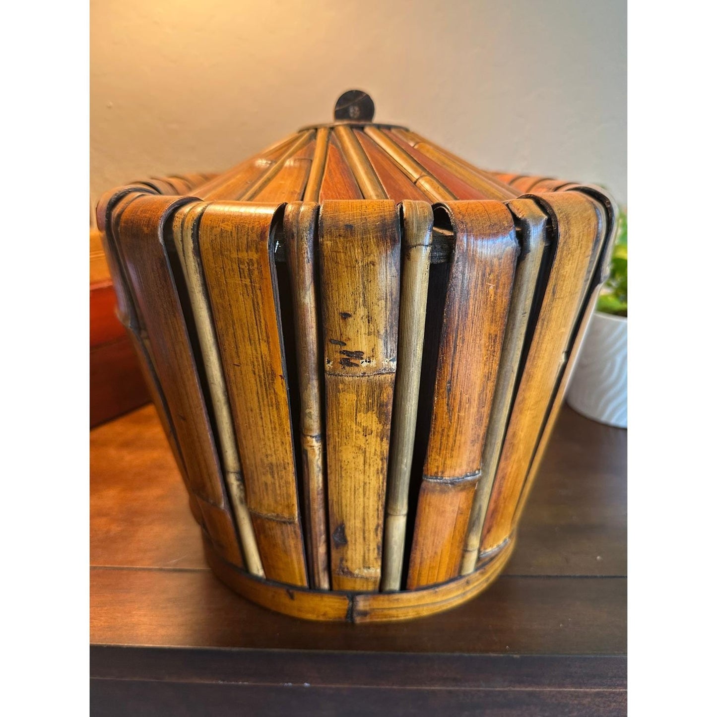 Large Vintage Bamboo Lidded Storage Box 15" – Chinoiserie Modern Container Case