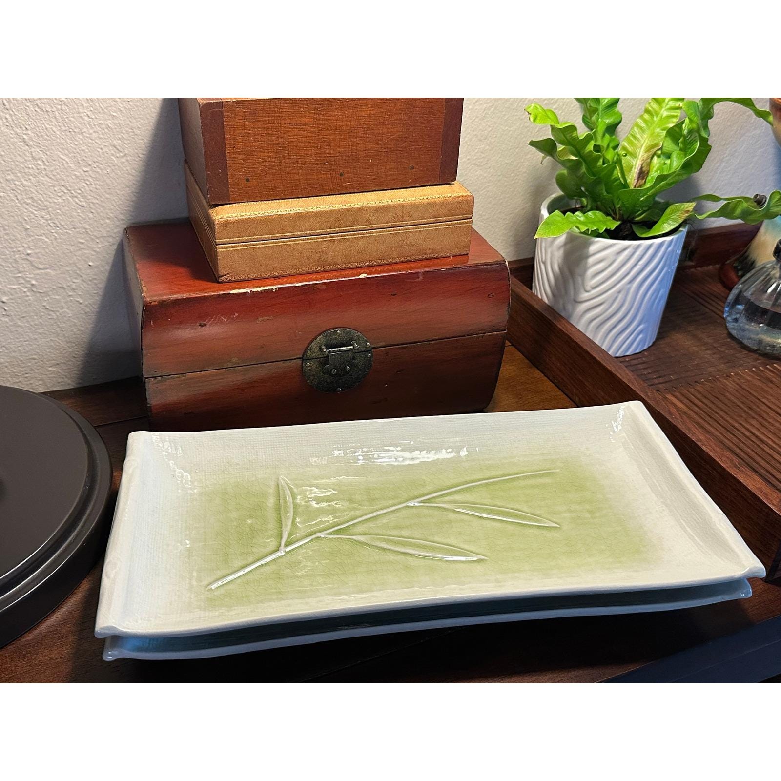 Vintage Crate & Barrel Kiri Sushi Platters (Set of 2) – Bamboo Pattern
