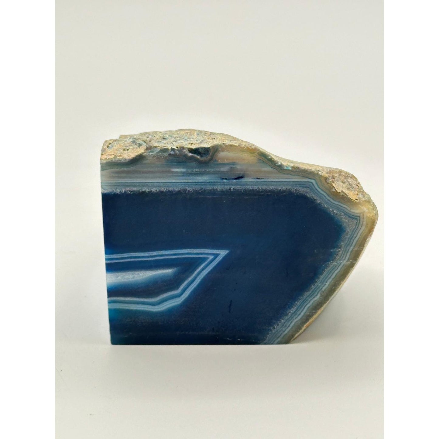 Blue Agate Geode Bookends Pair Natural Polished Stone Decor Office Library Study Room Crystal Display