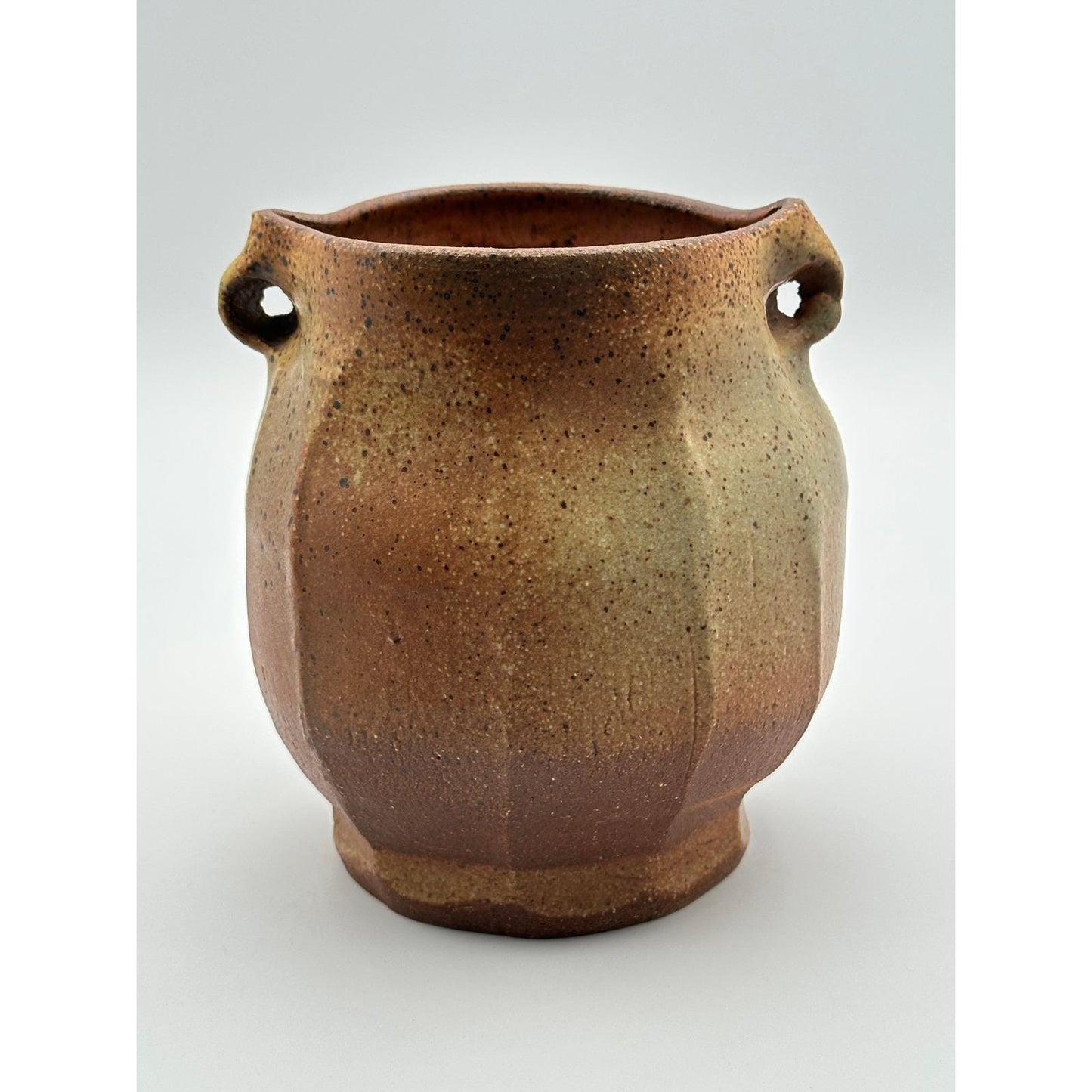 Handmade Artist Signed Stoneware Vase 6" Rustic Speckled Studio Pottery Ceramic Vessel