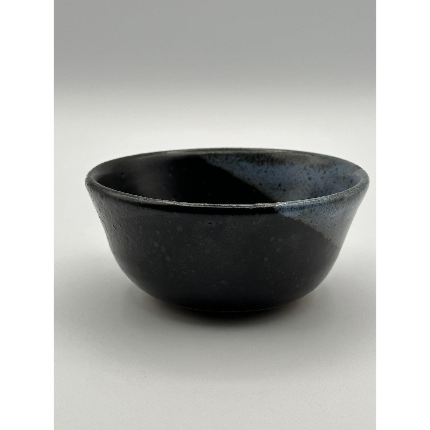 Handmade Artist Signed Pottery Bowl 5 inch Studio Stoneware Blue Black Glaze Ceramic Tableware