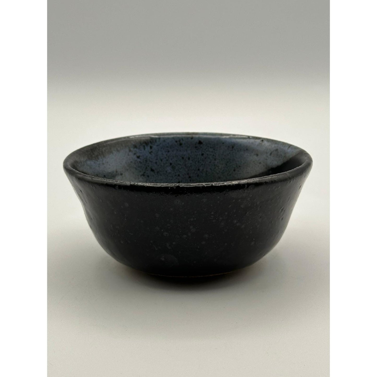 Handmade Artist Signed Pottery Bowl 5 inch Studio Stoneware Blue Black Glaze Ceramic Tableware