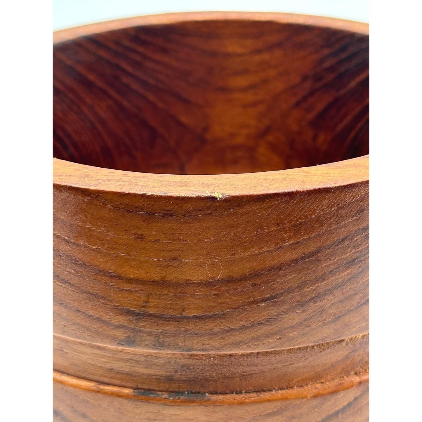 Vintage Teak Wood Serving Bowls Set of 2 - Mid Century Modern Solid Wooden Kitchen Decor