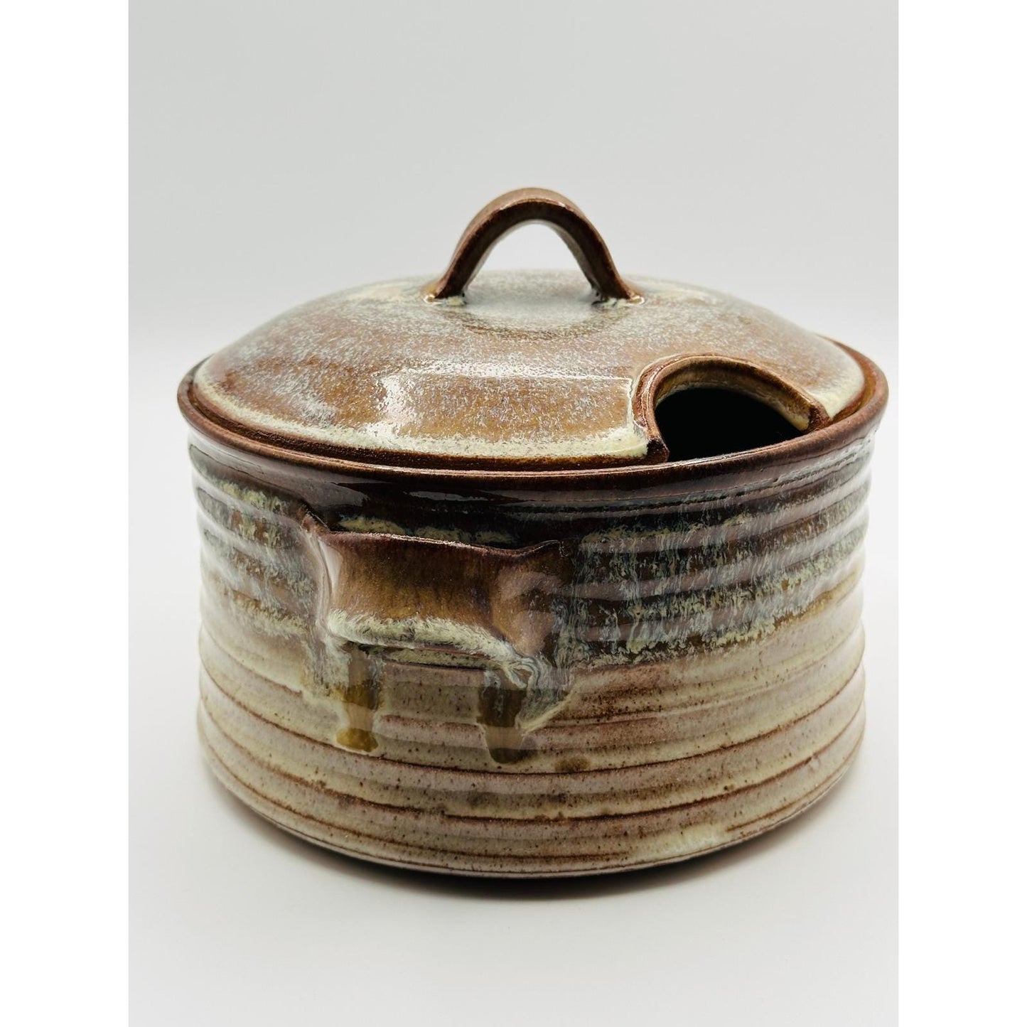 Studio Pottery Soup Tureen with Lid - Artist Signed Stoneware Serving Bowl